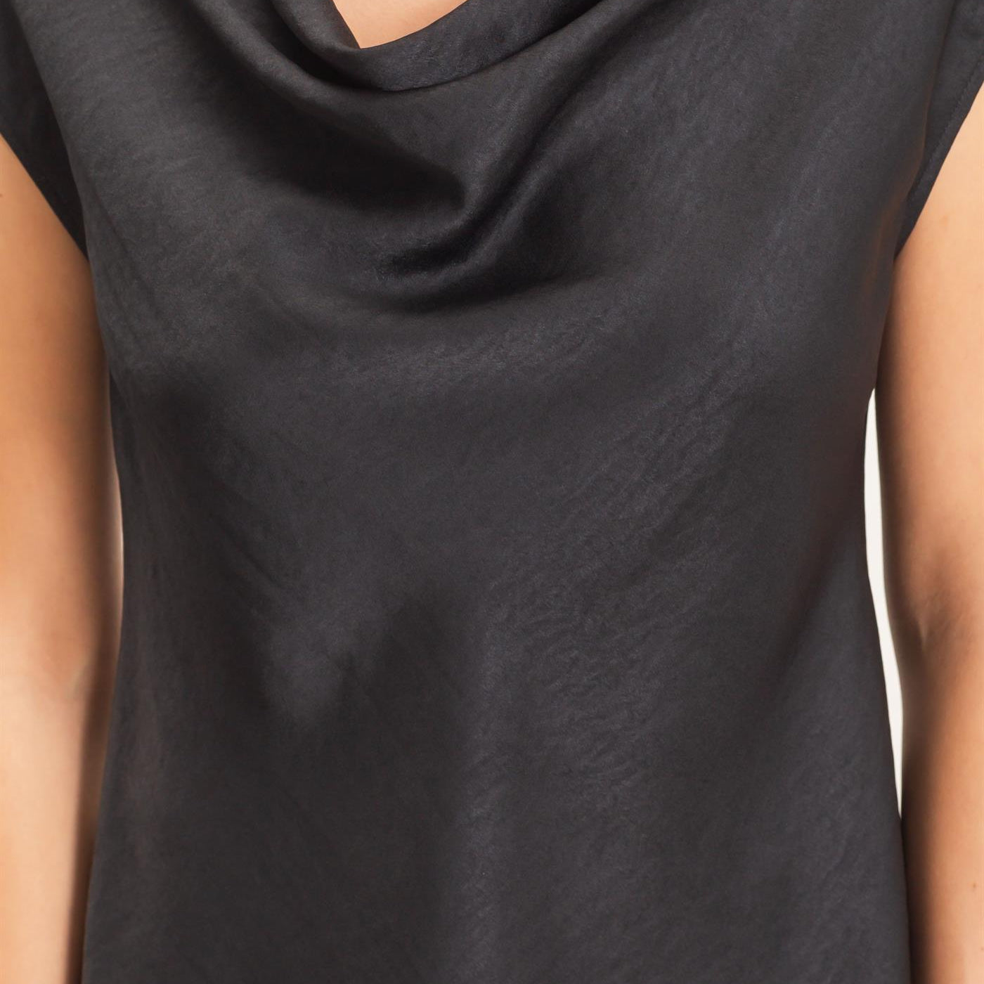 Wholesale Satin Cowl Neck Top And Skirt Set Clothing HF26C690-SET BLACK HYFVE