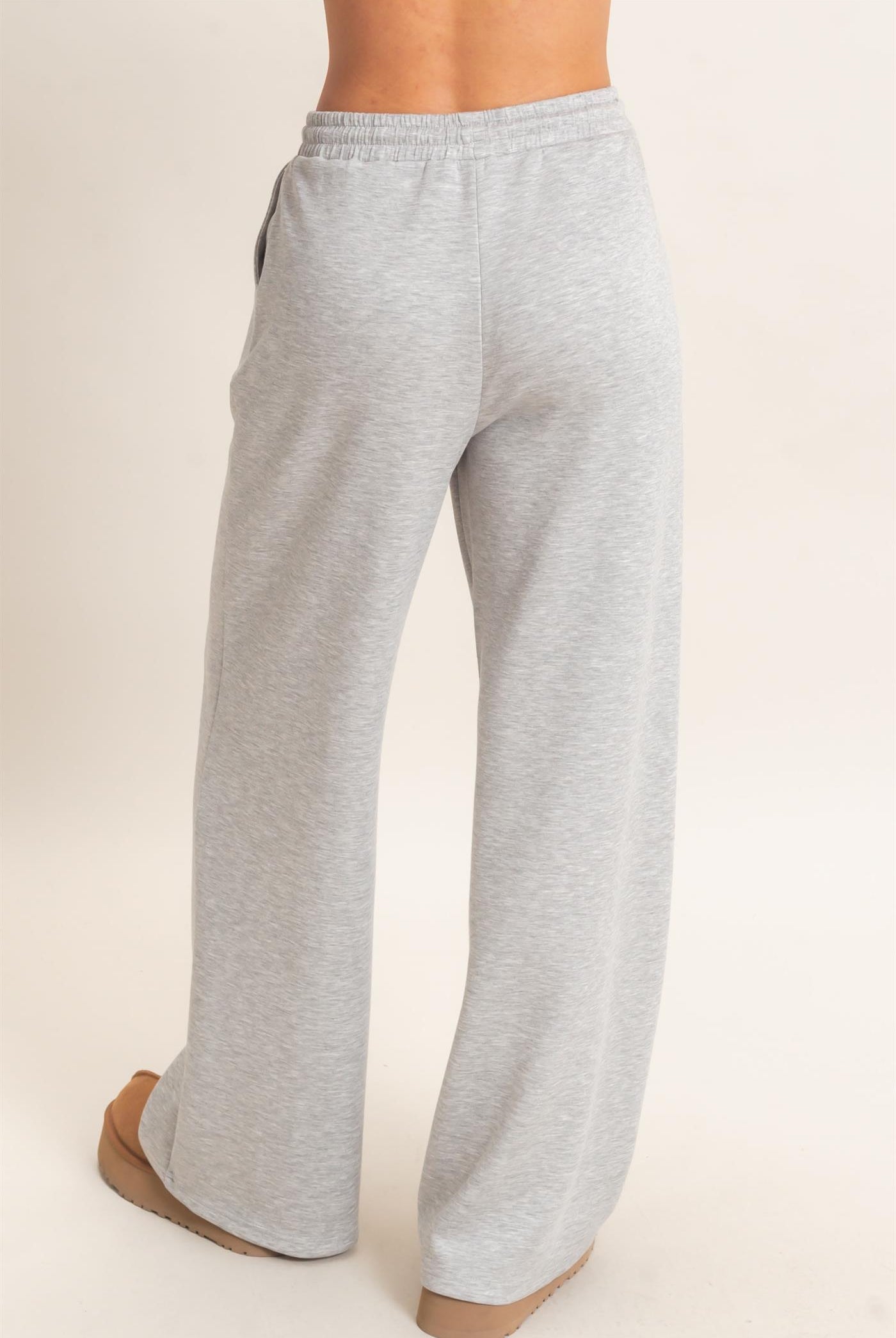 Wholesale Drawstring Waist Pintuck Wide Leg Pants Pants DZ26E384 HEATHER GRAY HYFVE
