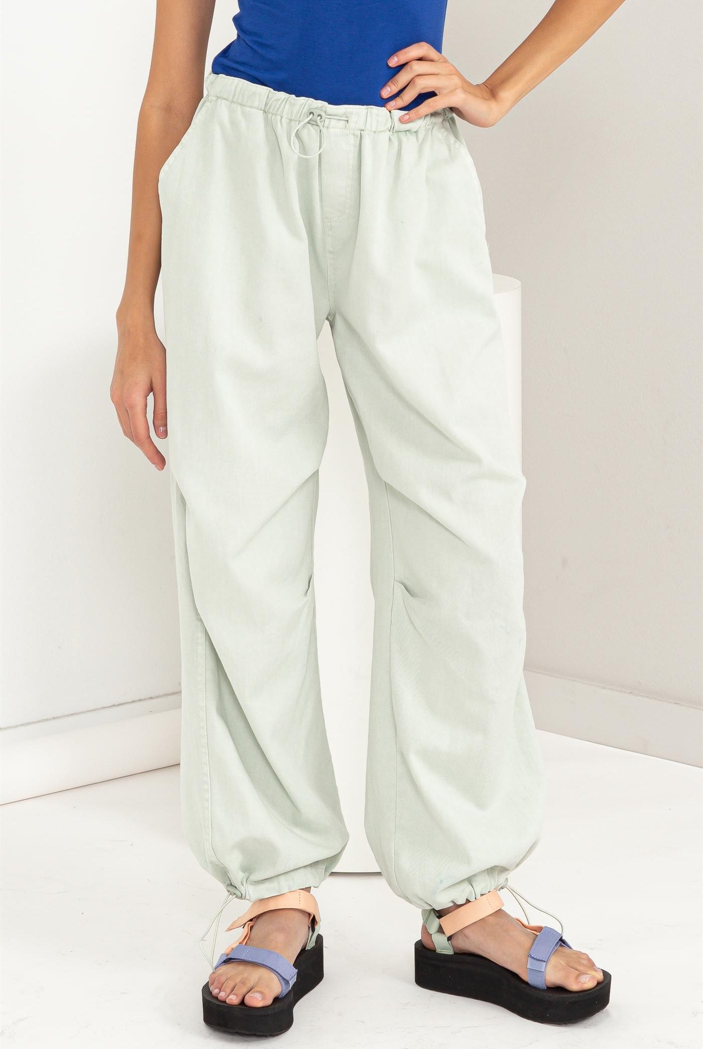 Wholesale Mid Rise Parachute Pants Pants DZ24A518 MINT DOUBLE ZERO