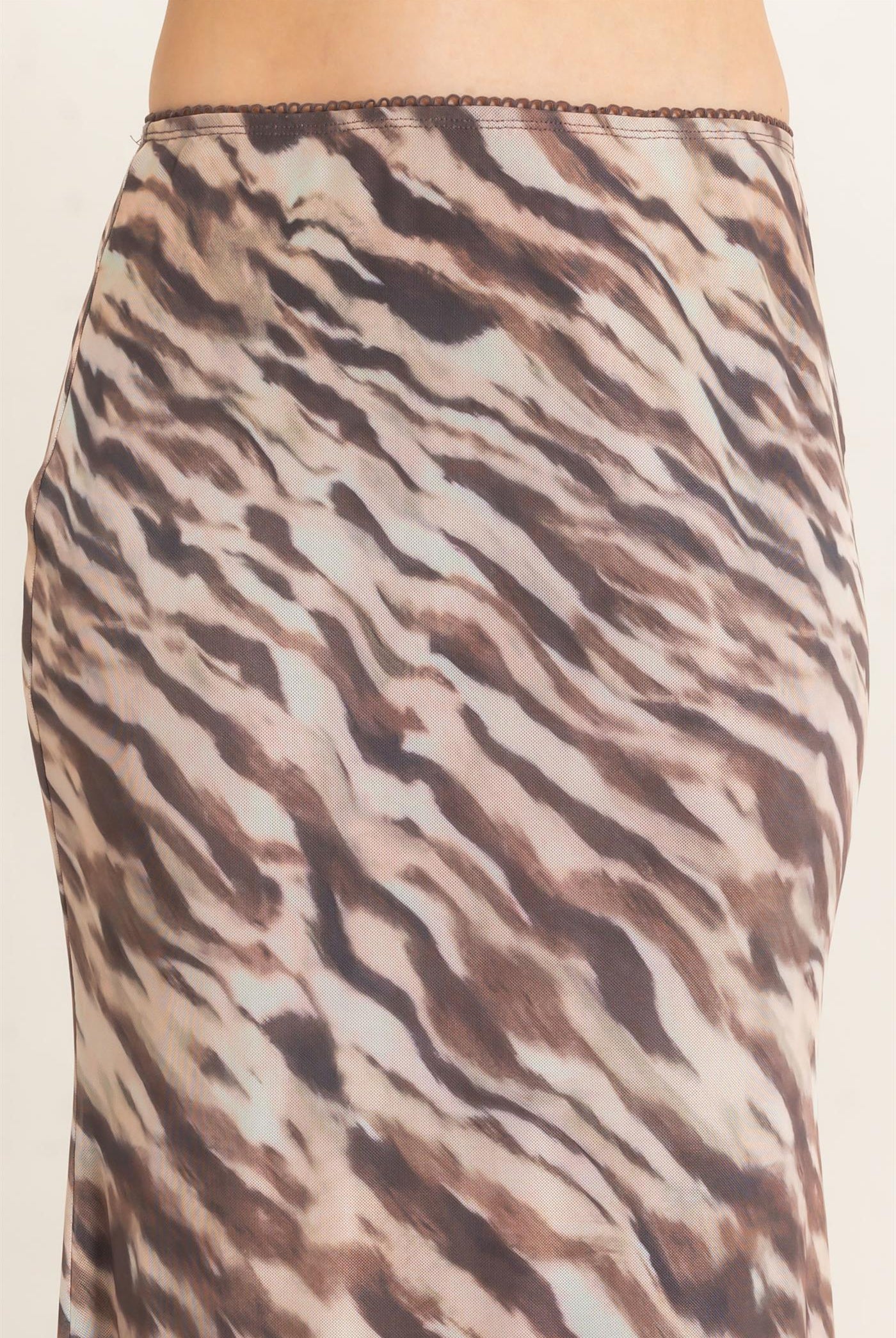 Wholesale Printed Mesh Maxi Skirt Skirts HF26F214 TAUPE/ANIMAL HYFVE