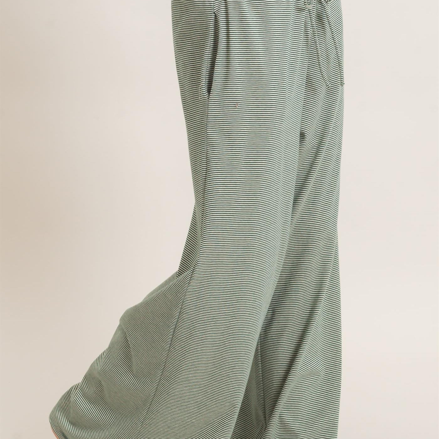 Wholesale Striped Wide-Leg Pants Pants HF26E818 GREEN HYFVE