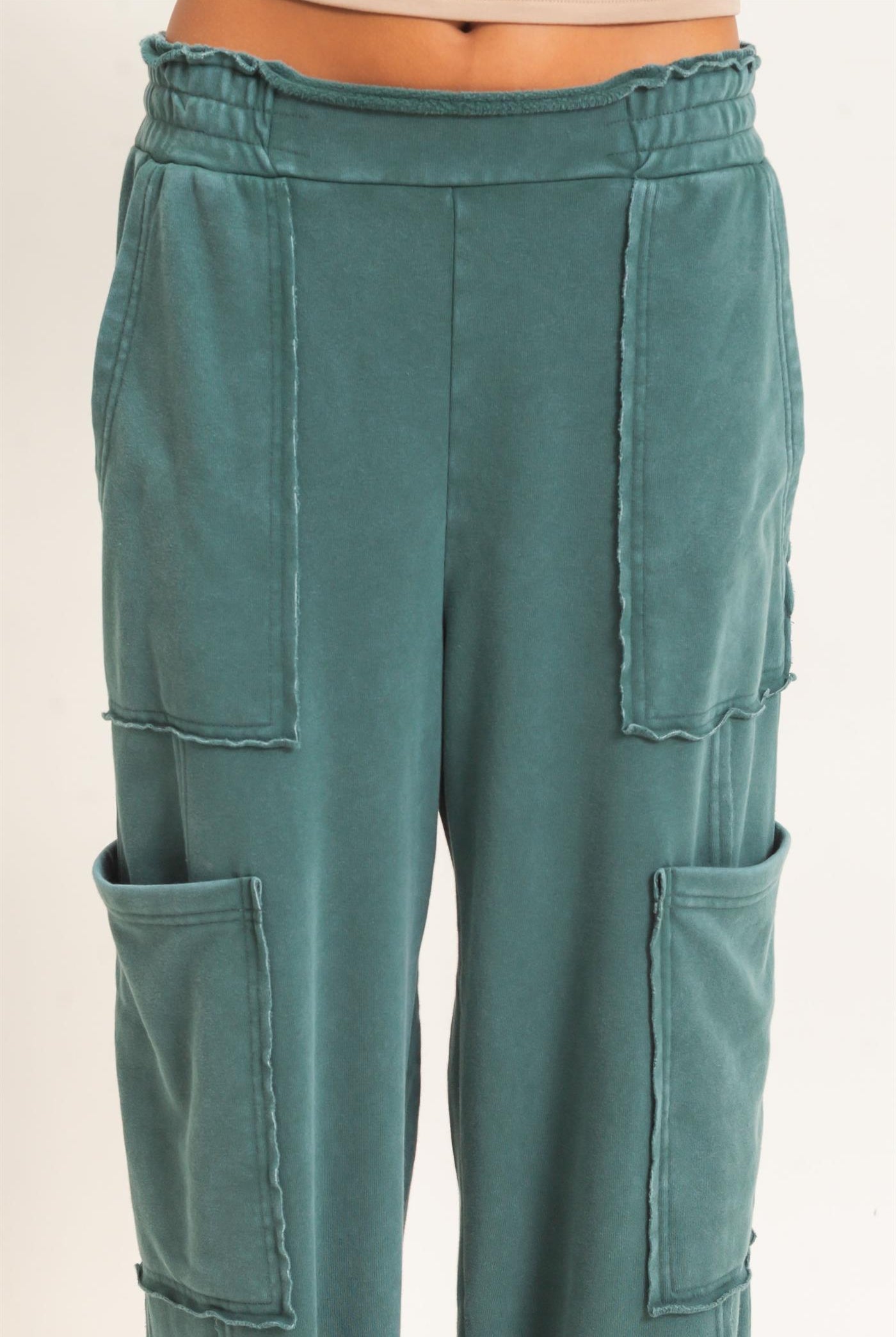 Wholesale Mineral Wash Cargo Pocket Pants Pants DZ26C963 DARK GREEN DOUBLE ZERO
