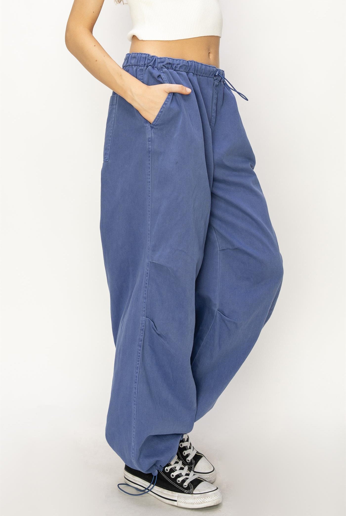 Wholesale Mid Rise Parachute Pants Pants DZ24A518 COBALT DOUBLE ZERO