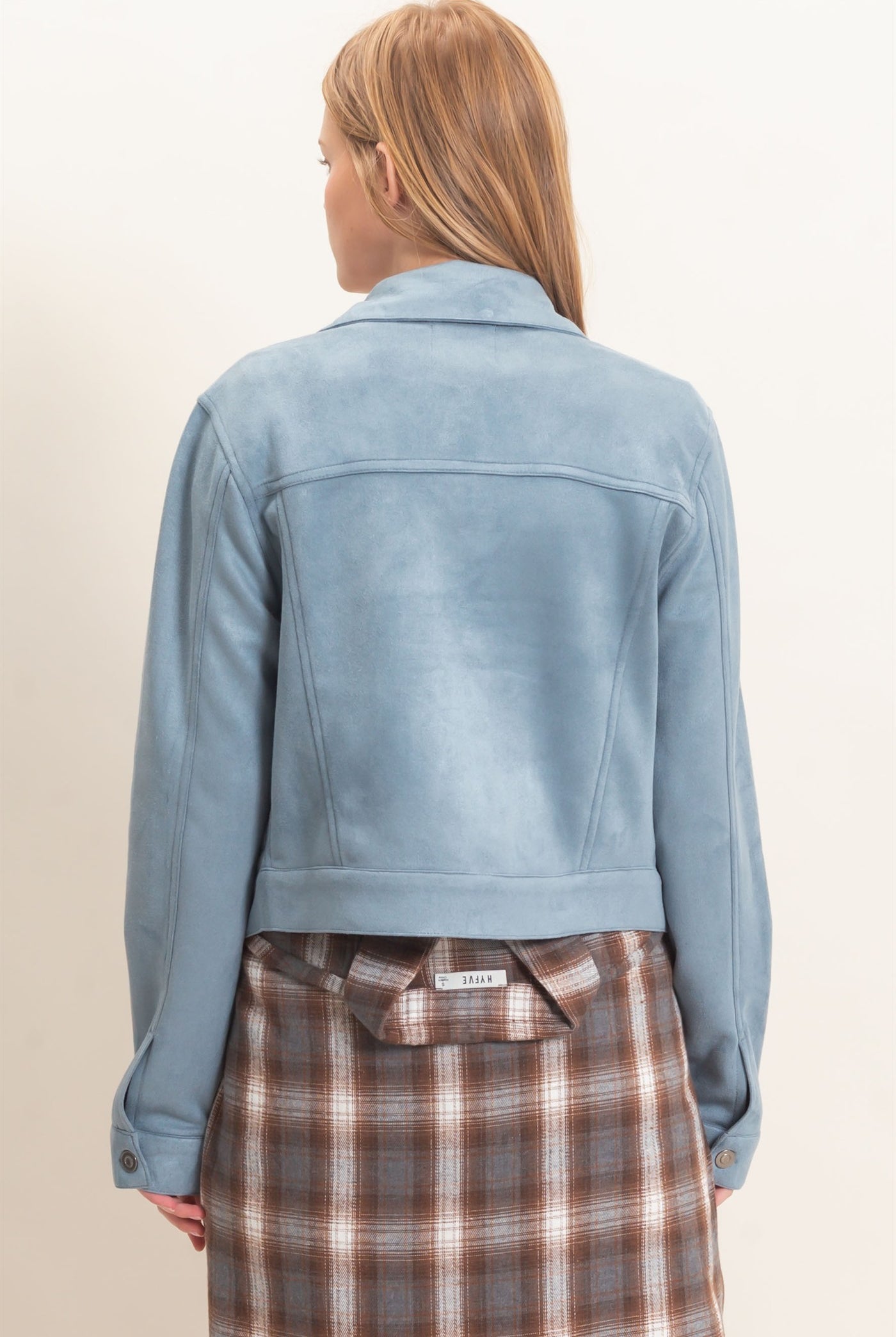 Wholesale Button-Up Suede Jacket Coats & Jackets HF26C772 STEEL BLUE HYFVE