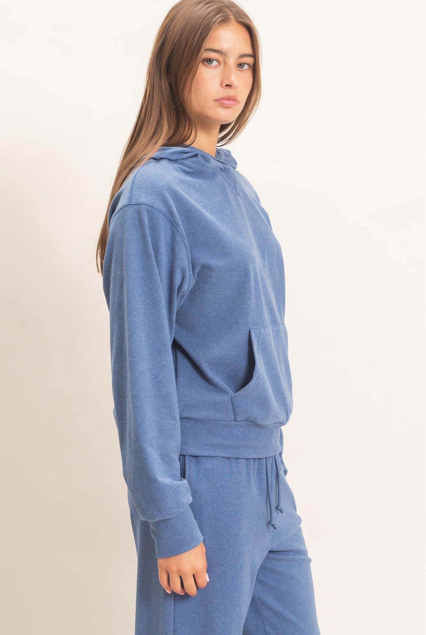 Wholesale Long Sleeve Hoodie With Kangaroo Pocket Hoodies DZ26F276 NAVY DOUBLE ZERO