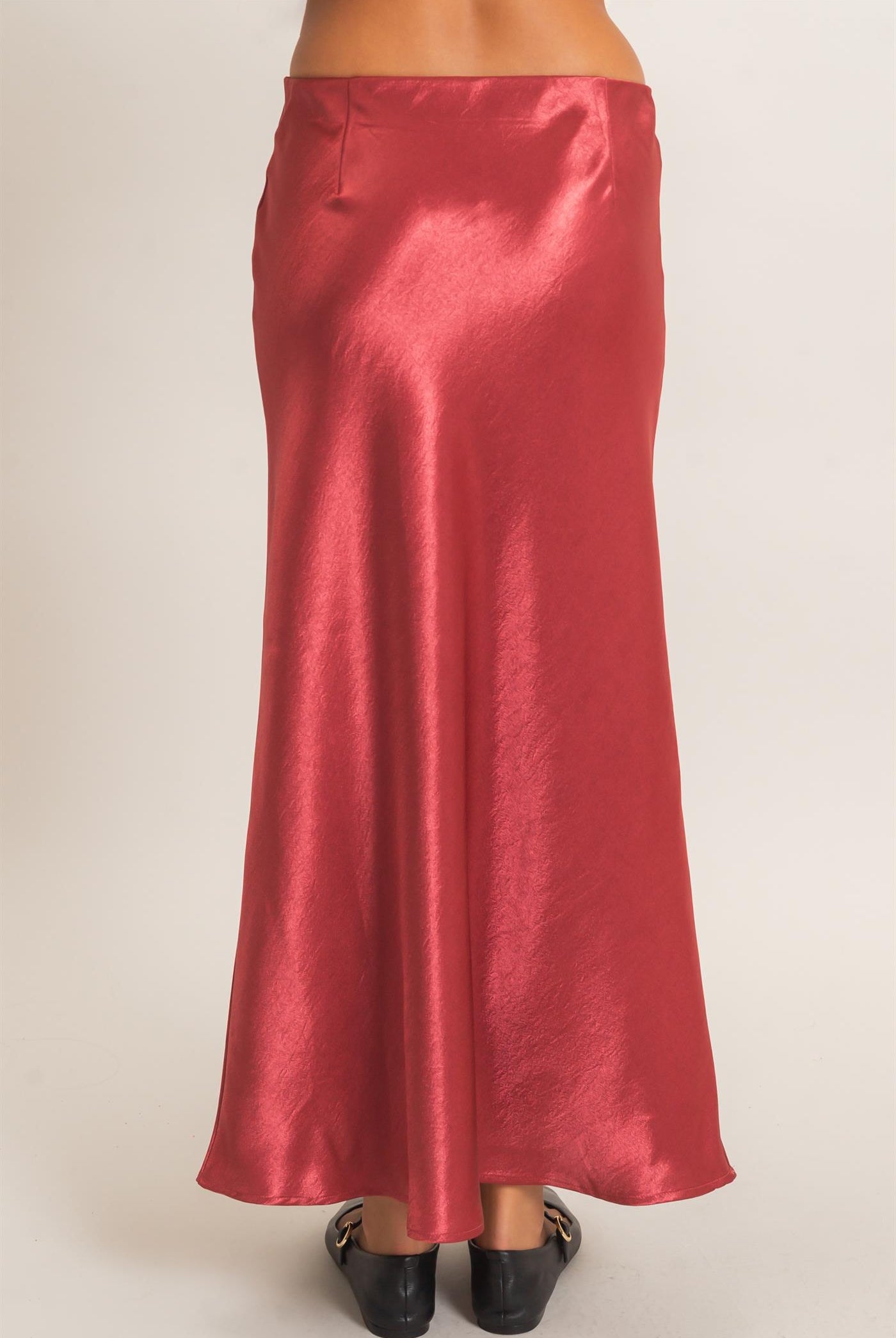 Wholesale Satin Midi Skirt Skirts DZ26C962 DARK RED DOUBLE ZERO