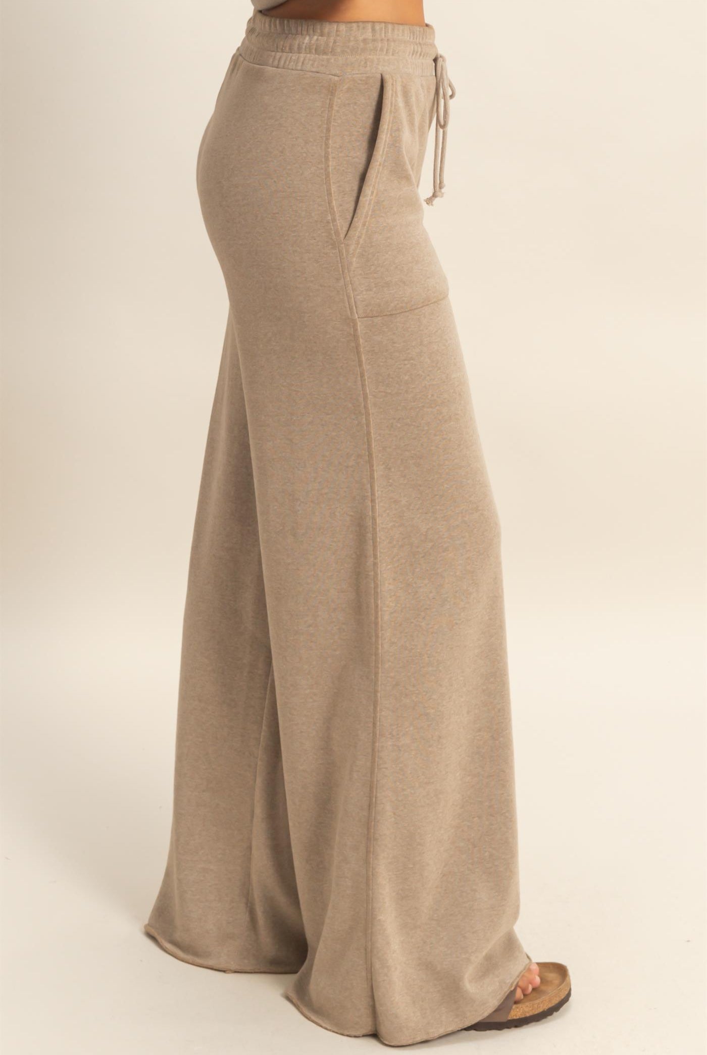 Wholesale Burnout French Terry Wide-Leg Pants Pants DZ26A259 MOCHA DOUBLE ZERO