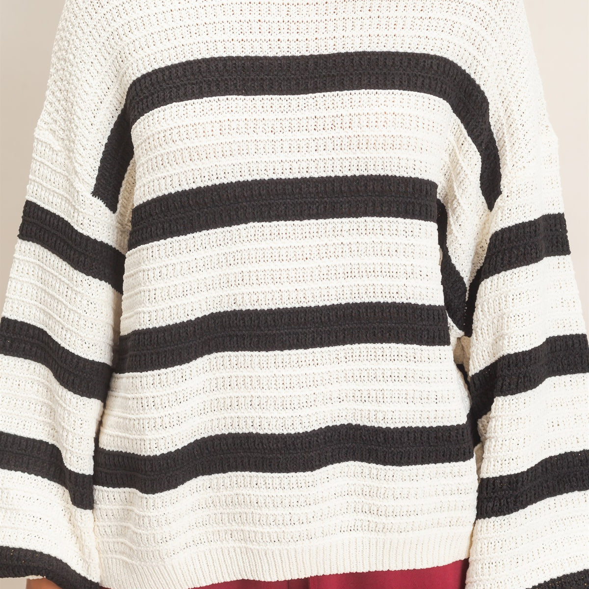 Wholesale Striped Oversized Sweater Sweaters DZ27A192 CREAM DOUBLE ZERO