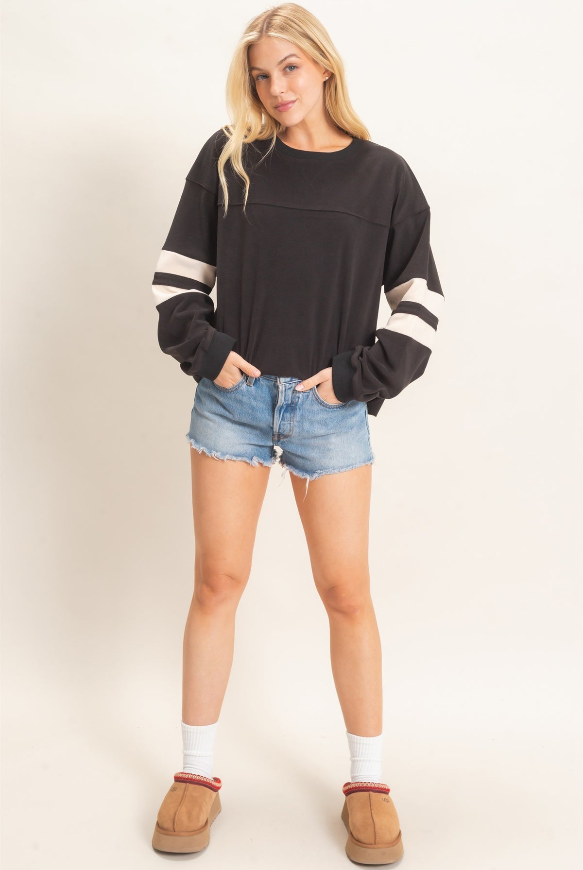 Wholesale Crew Neck Long Sleeve Sweatshirt Sweatshirts HF26E425 BLACK HYFVE