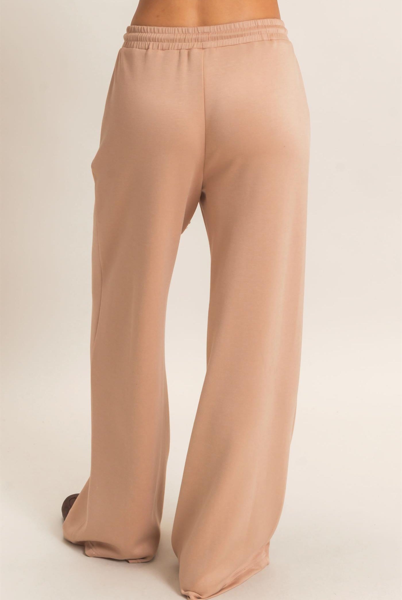 Wholesale Drawstring Waist Pintuck Wide Leg Pants Pants DZ26E384 DARK TAUPE HYFVE