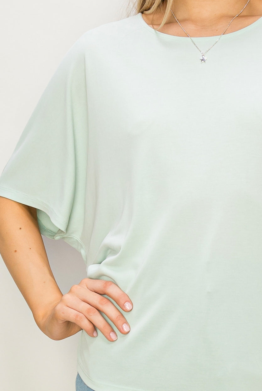 Wholesale D-Elbow Length Dolman Sleeve Top Clothing Tops DZ24C199-D MINT DOUBLE ZERO