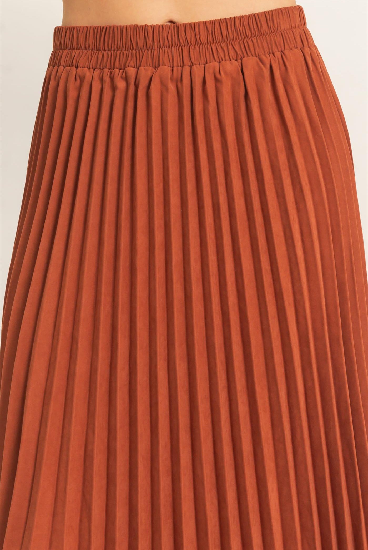 Wholesale Suede Accordion Pleated Skirt Skirts HF26F084-D RUST HYFVE