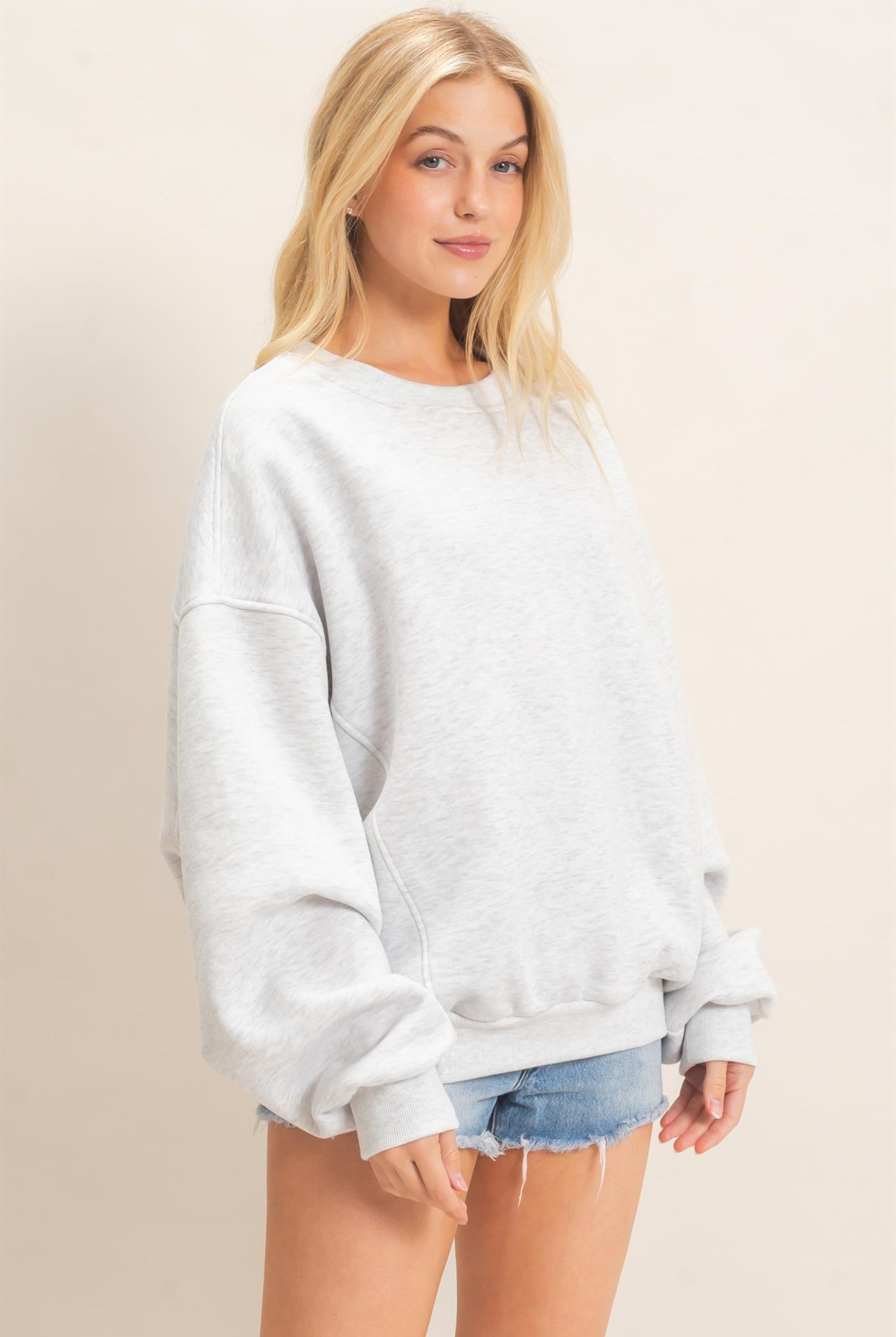Wholesale Oversized Dropped Shoulder Sweatshirt Sweatshirts HF26F141 L.GRAY HYFVE
