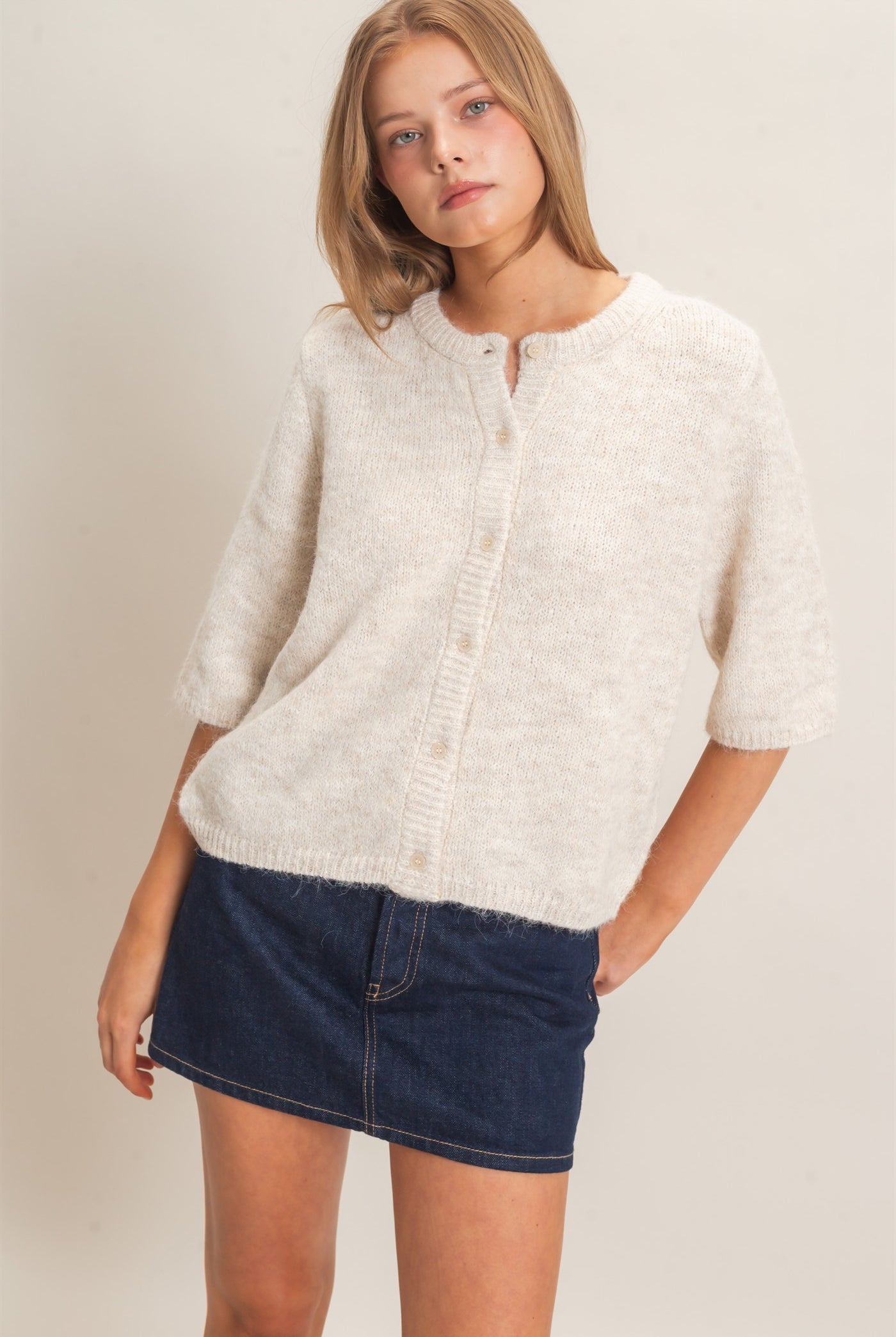 Wholesale Button-Up Cardigan Cardigans HF26E228 OATMEAL HYFVE