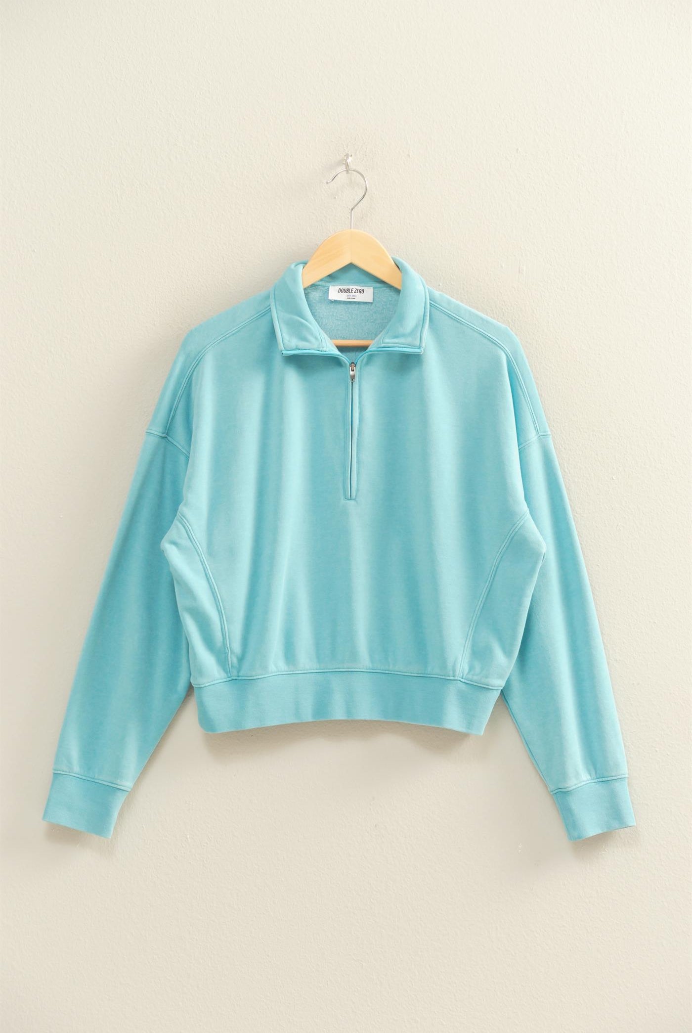 Wholesale Love This Way Half-Zip Sweatshirt Sweatshirts DZ25C908 SKY BLUE DOUBLE ZERO