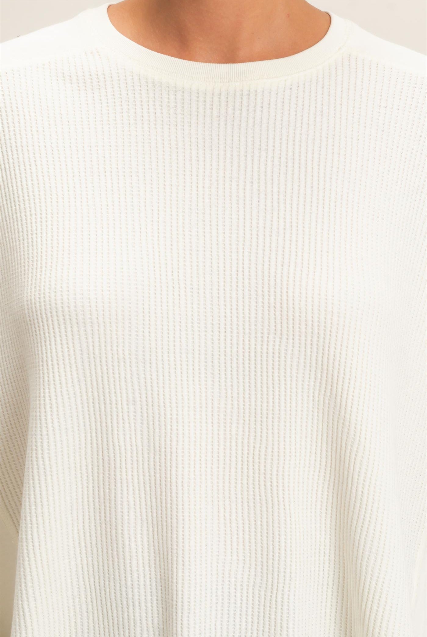 Wholesale Oversized Mineral Washed Waffle Knit Top Clothing Tops DZ26E654 CREAM DOUBLE ZERO
