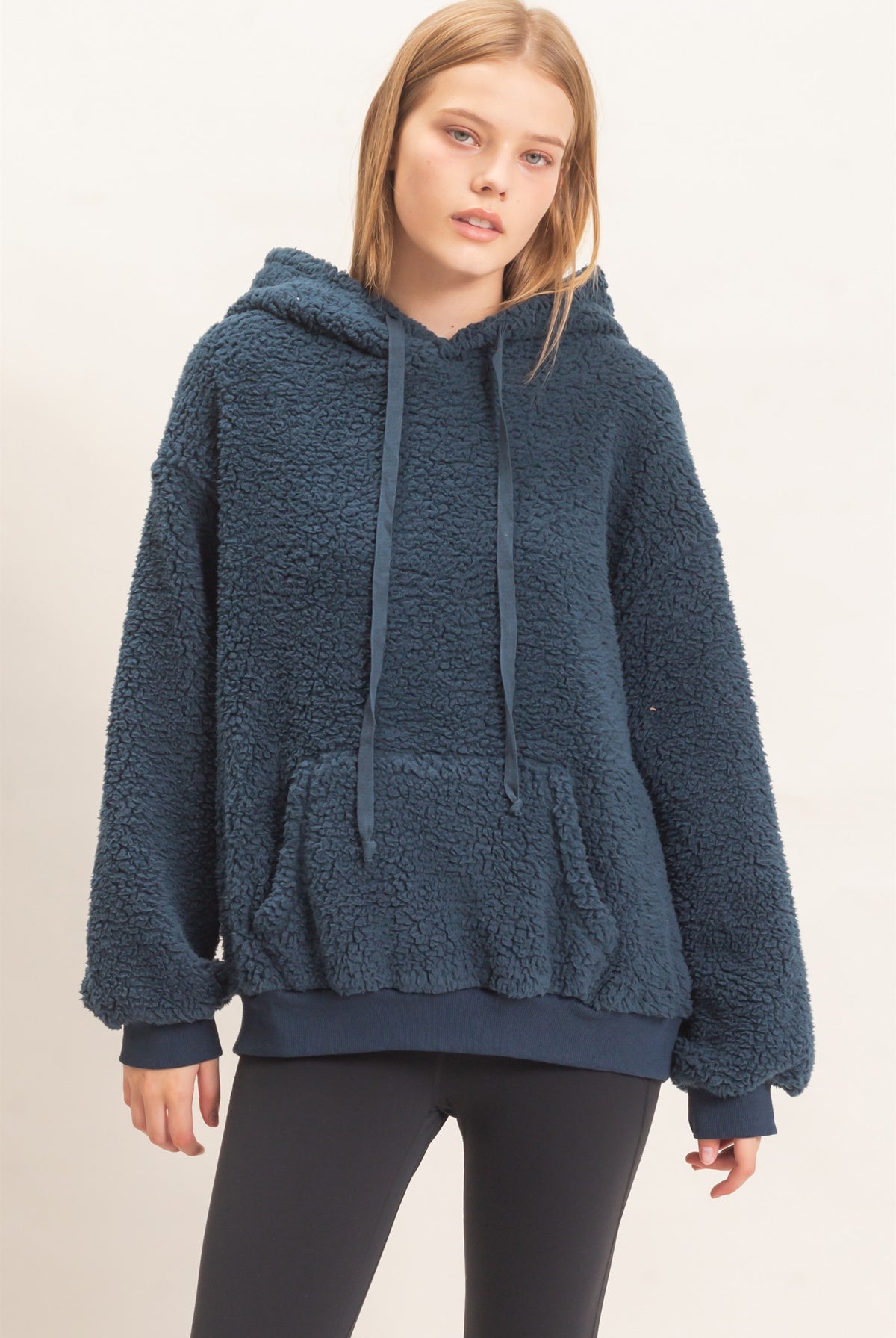 Wholesale Plush Sherpa Pullover Hoodie Hoodies HF26F289 MIDNIGHT BLUE HYFVE