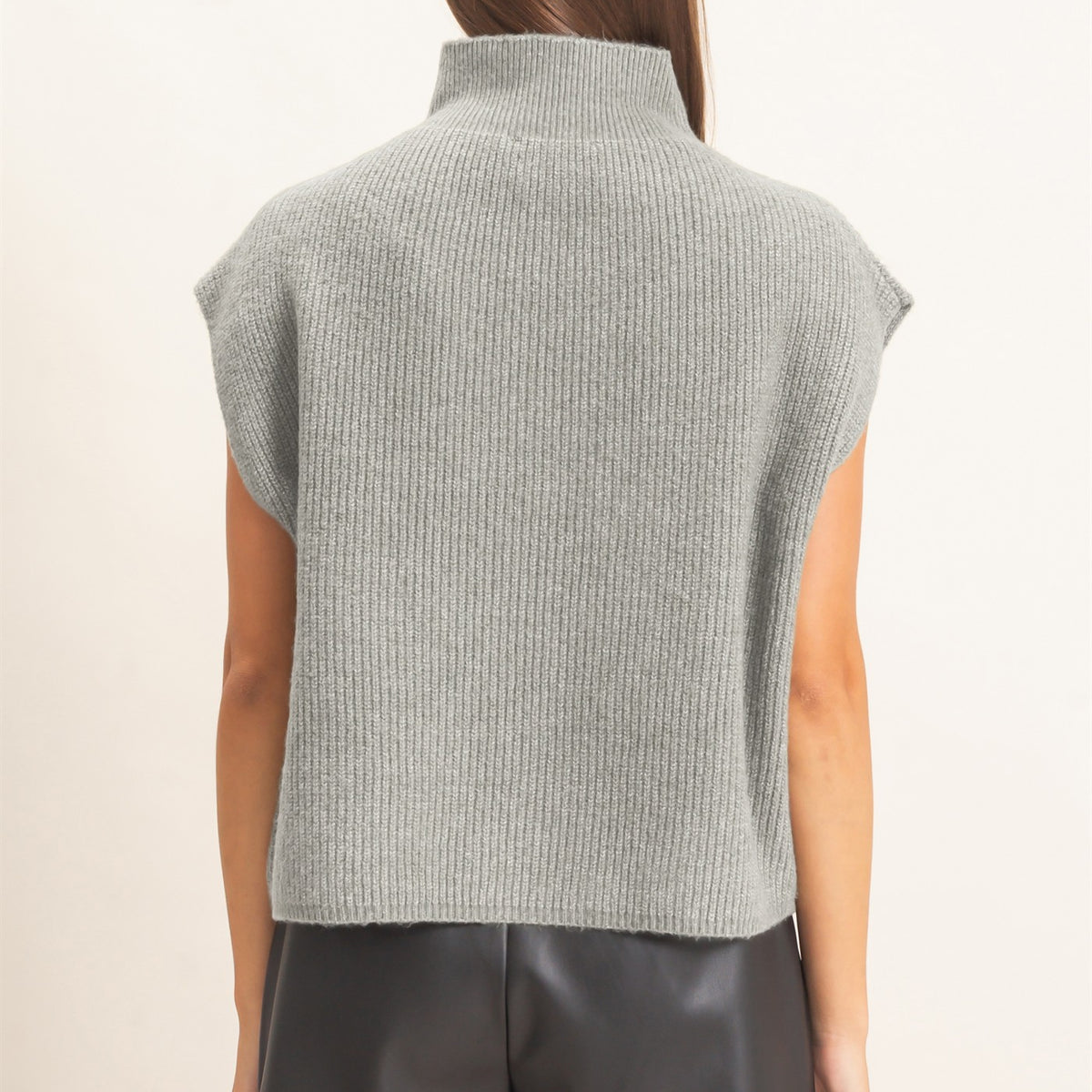 Wholesale Sleeveless High Neck Sweater Sweaters DZ26E295 HEATHER GRAY DOUBLE ZERO