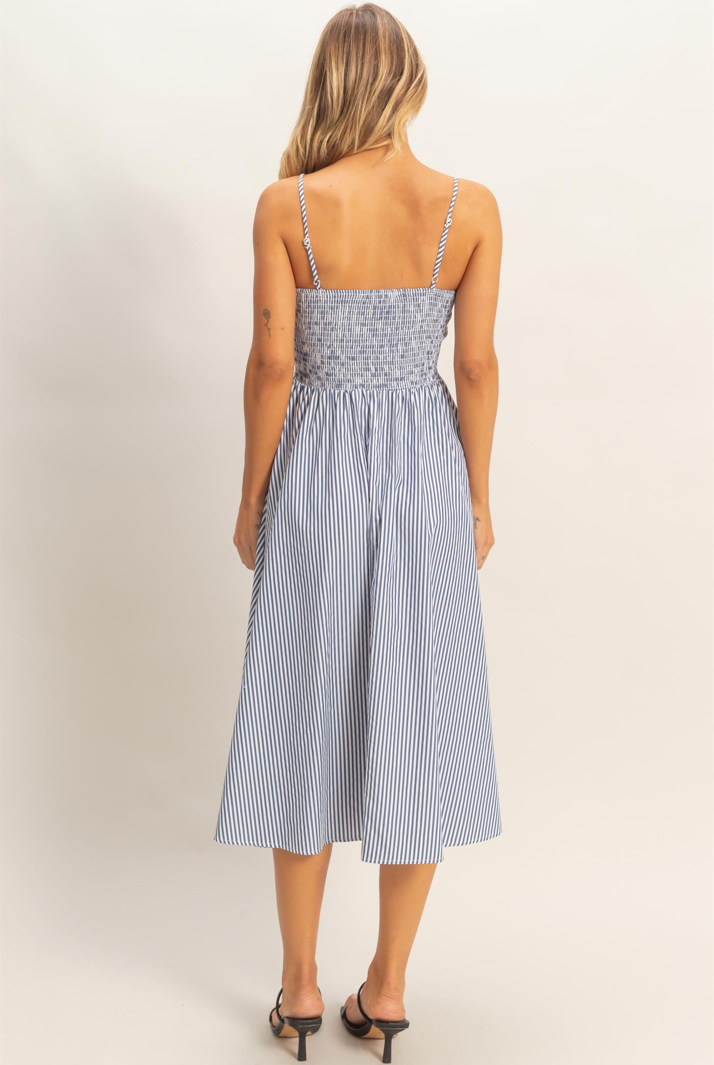 Wholesale Striped Spaghetti Strap Dress Dresses HF26A291-D NAVY HYFVE