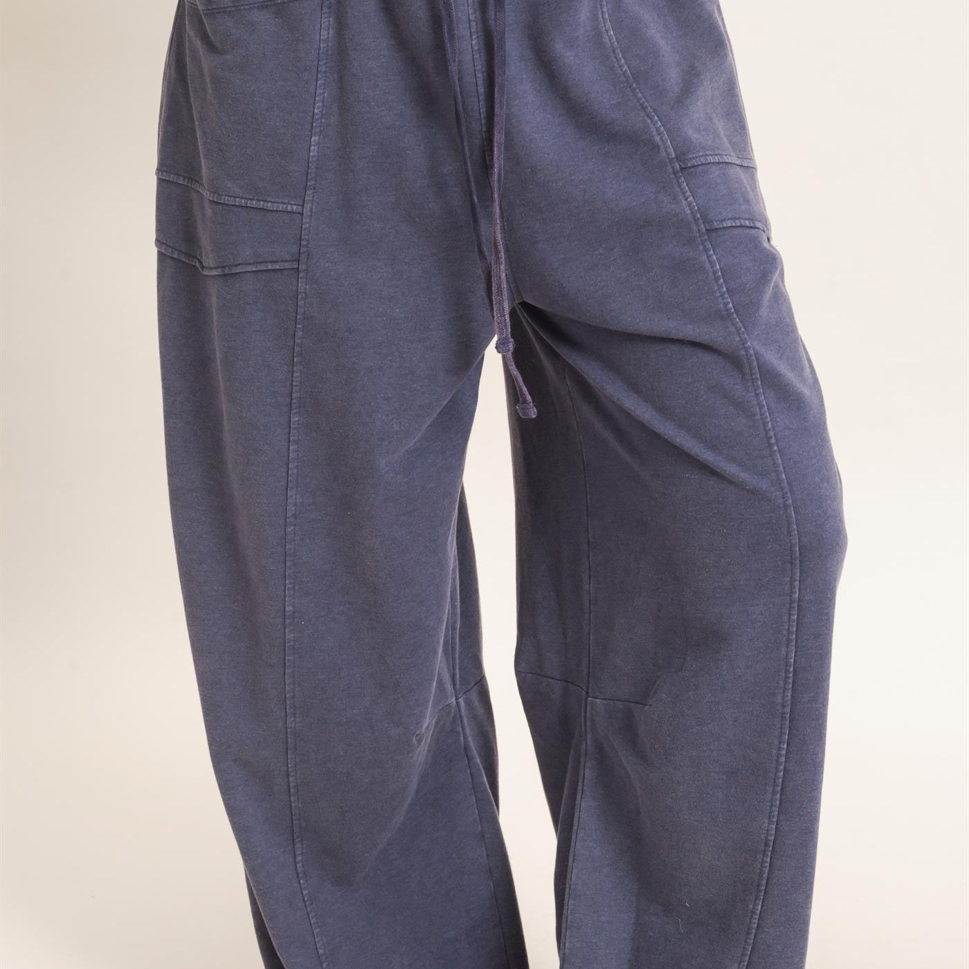 Wholesale Mineral Washed Barrel Sweatpants Pants DZ26F246 NAVY DOUBLE ZERO