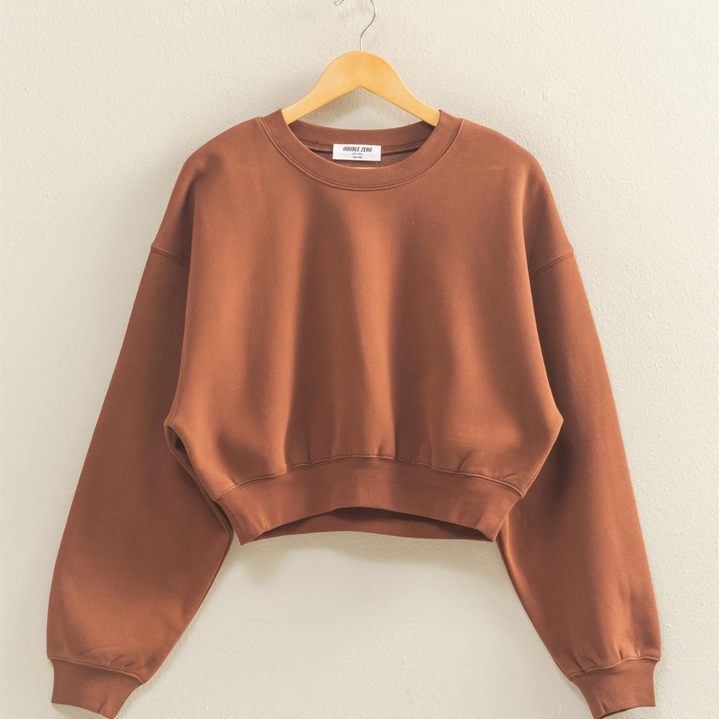 Wholesale Everyday Long Sleeve Cropped Sweatshirt Sweatshirts DZ25E415 CHESTNUT DOUBLE ZERO