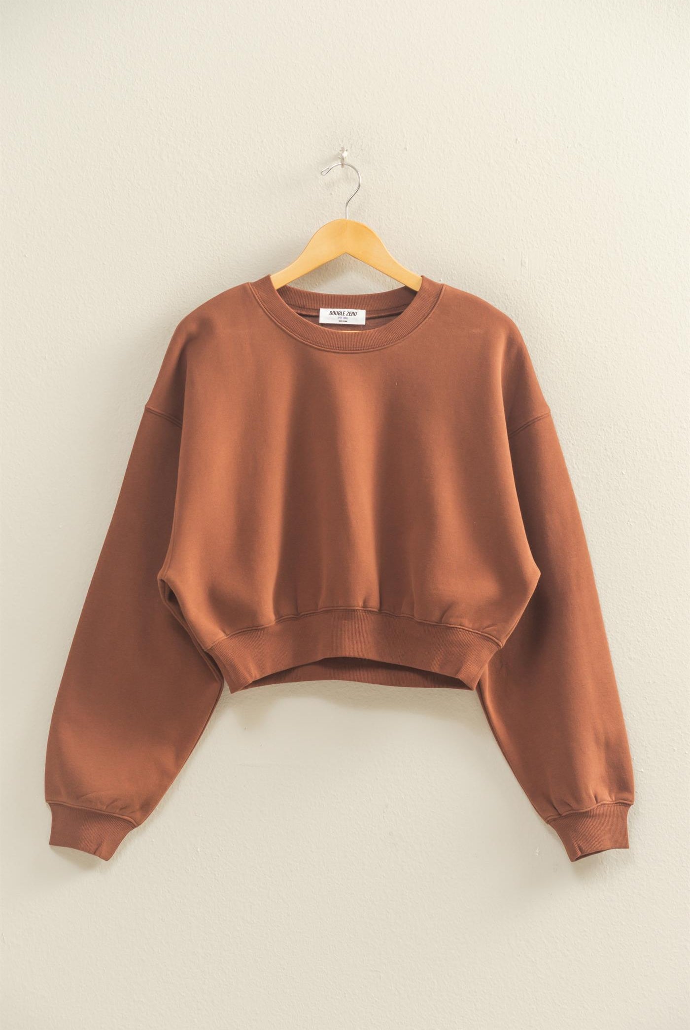 Wholesale Everyday Long Sleeve Cropped Sweatshirt Sweatshirts DZ25E415 CHESTNUT DOUBLE ZERO
