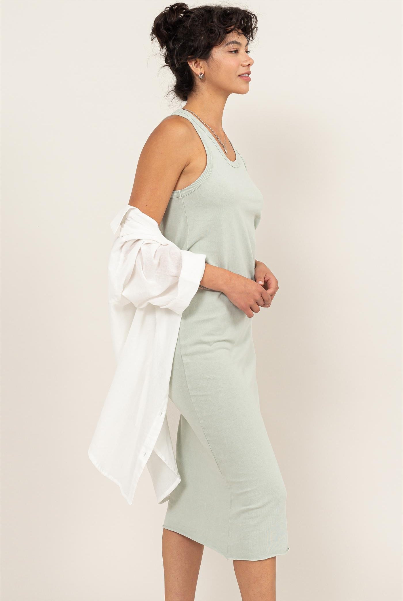 Wholesale Sleeveless Shift Midi Dress Dresses DZ24A895 MINT DOUBLE ZERO