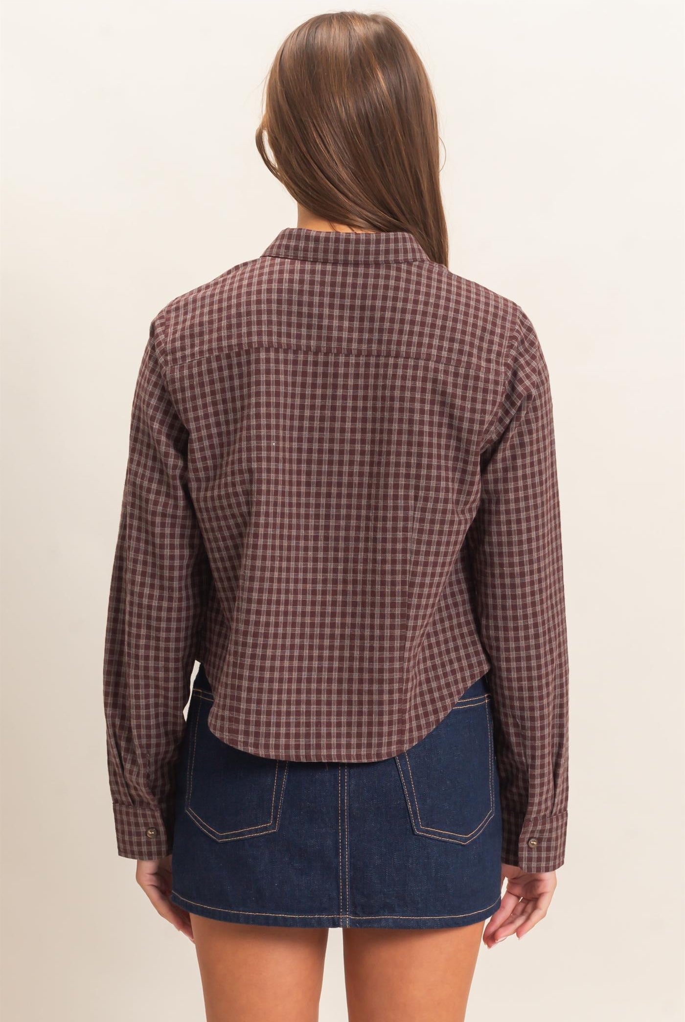 Wholesale Plaid Long Sleeve Shirt Shirts DZ26E910 BROWN DOUBLE ZERO