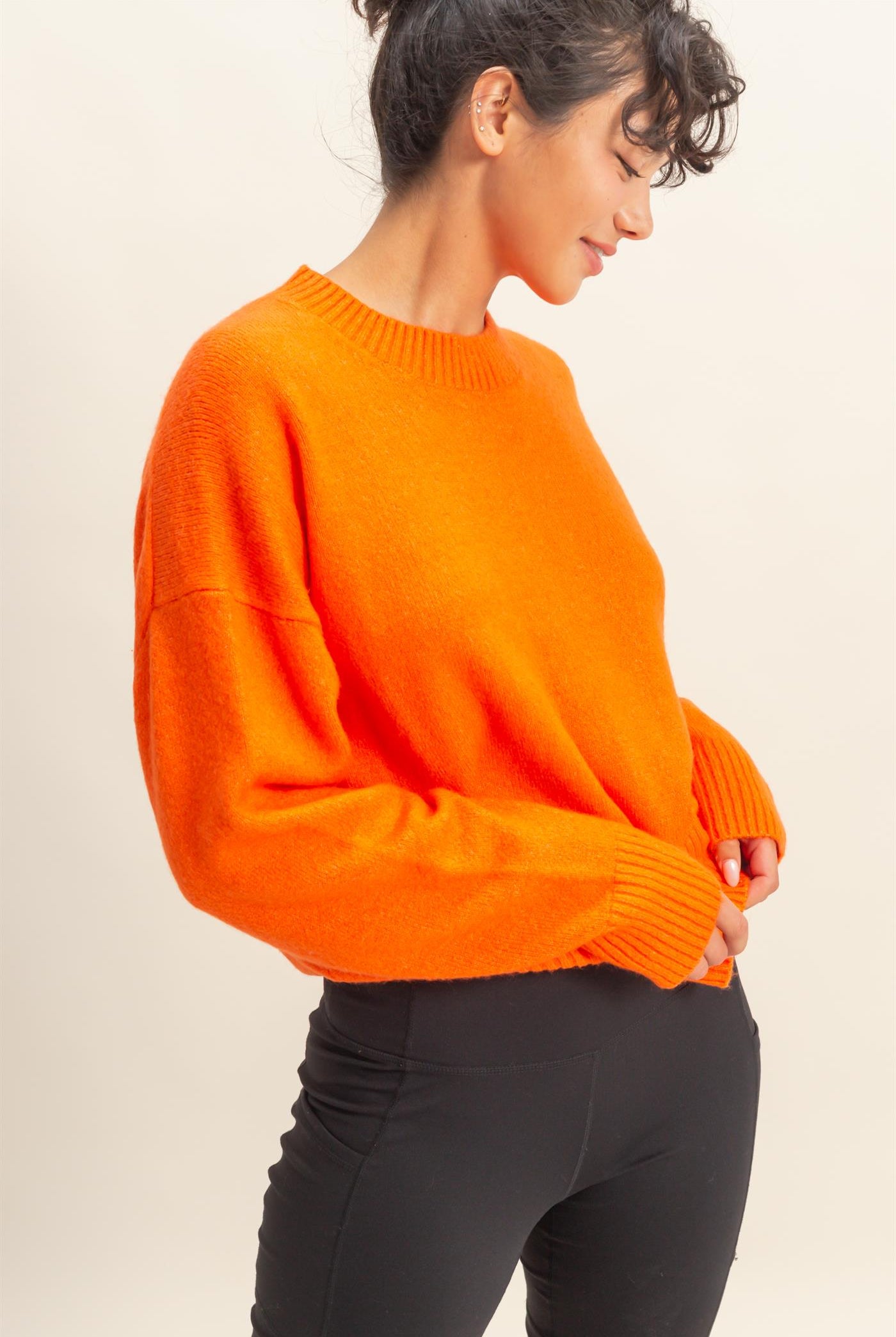 Wholesale Crewneck Sweater Sweaters DZ25E787 ORANGE RED DOUBLE ZERO