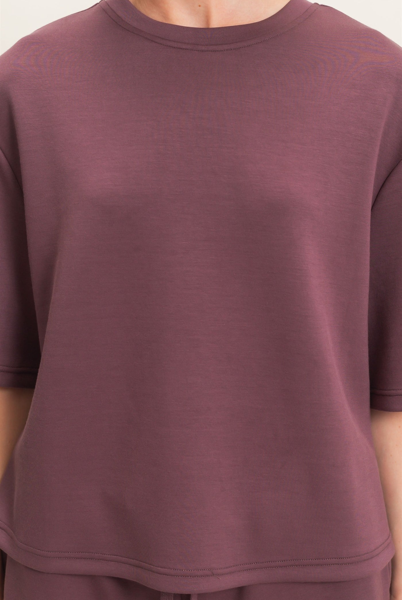 Wholesale Loose Fit Crew Neck Short Sleeve Top Clothing Tops DZ26C965 COCOA DOUBLE ZERO