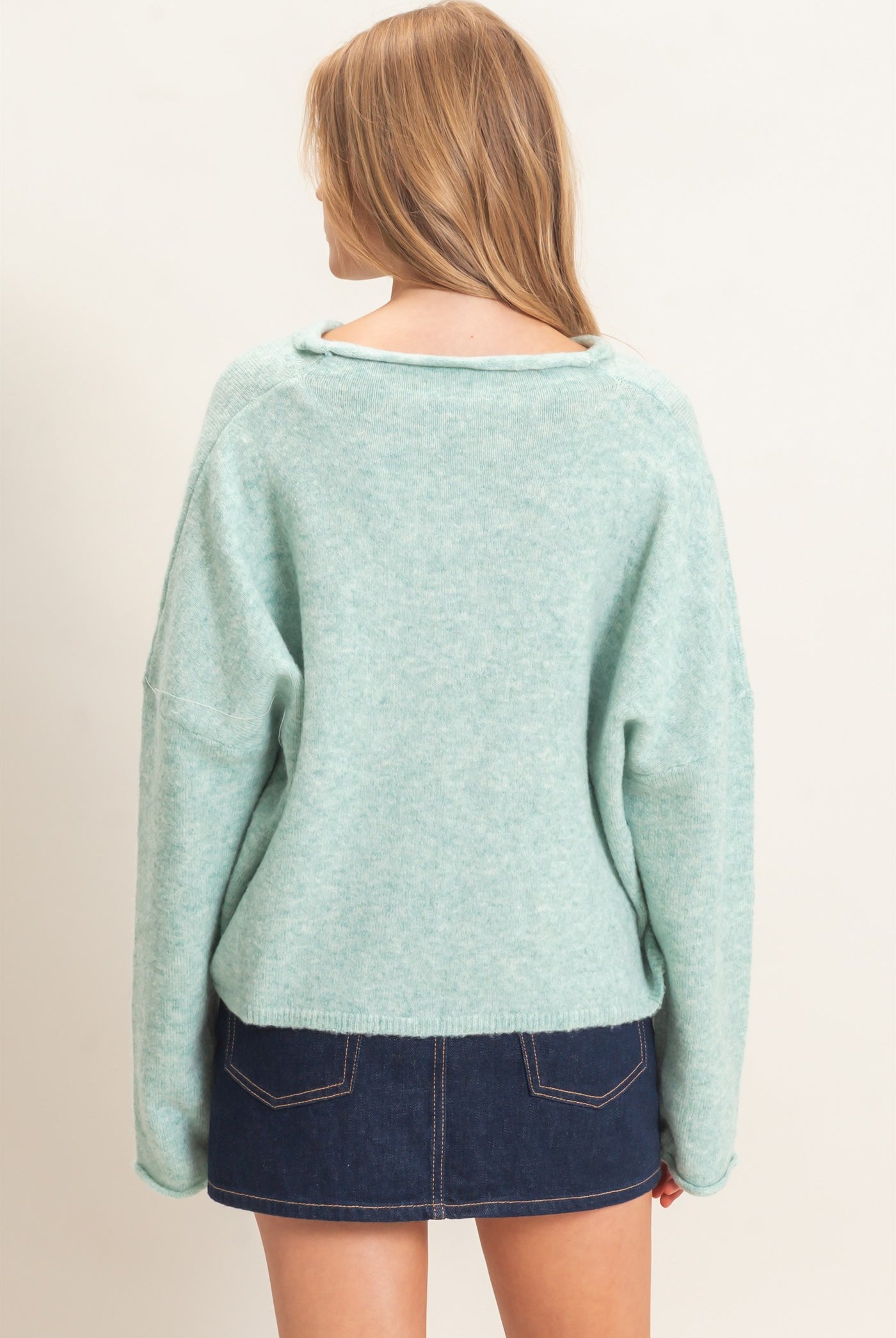 Wholesale Button-Up Collared Sweater Cardigan Cardigans HF26E039 EMERALD GREEN HYFVE