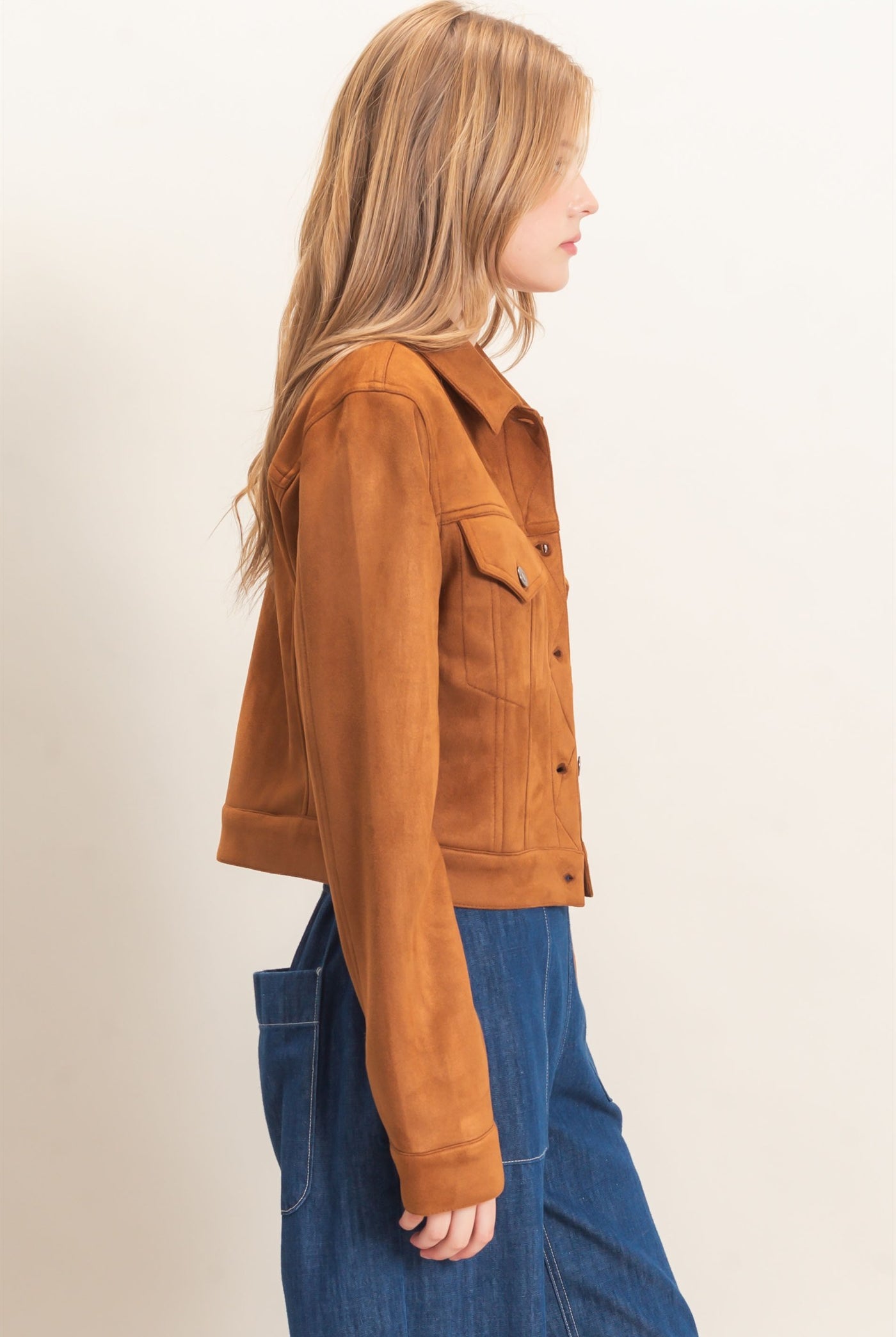 Wholesale Button-Up Suede Jacket Coats & Jackets HF26C772 BROWN HYFVE