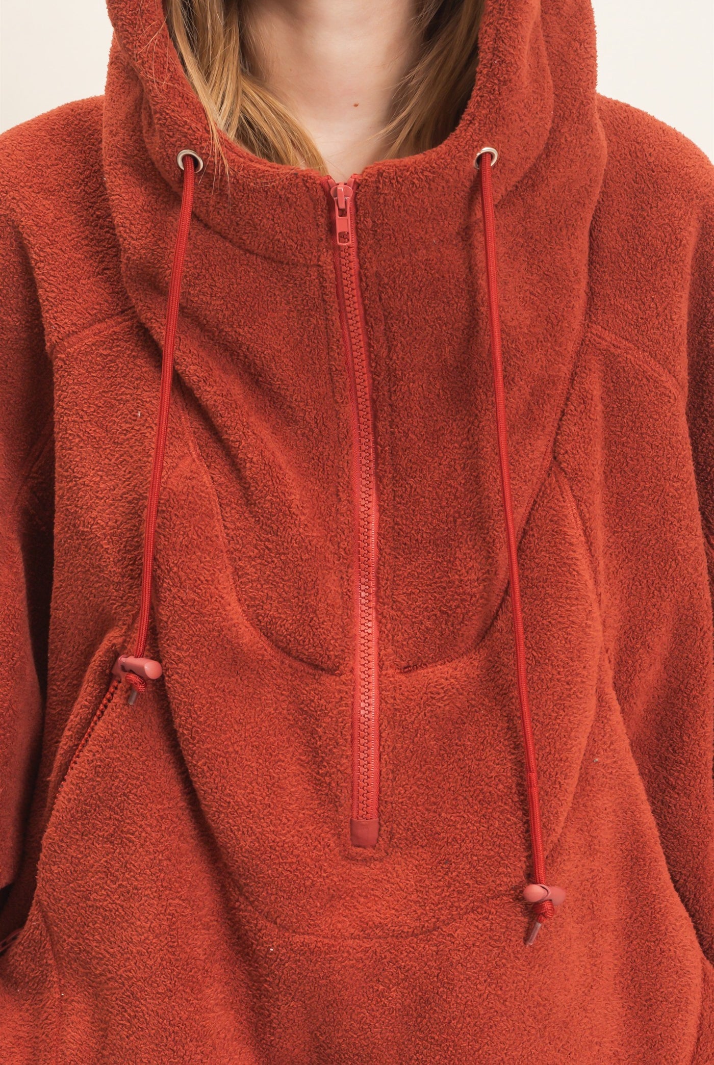 Wholesale Half-Zip Fleece Hoodie Hoodies HF26E561 BRICK HYFVE