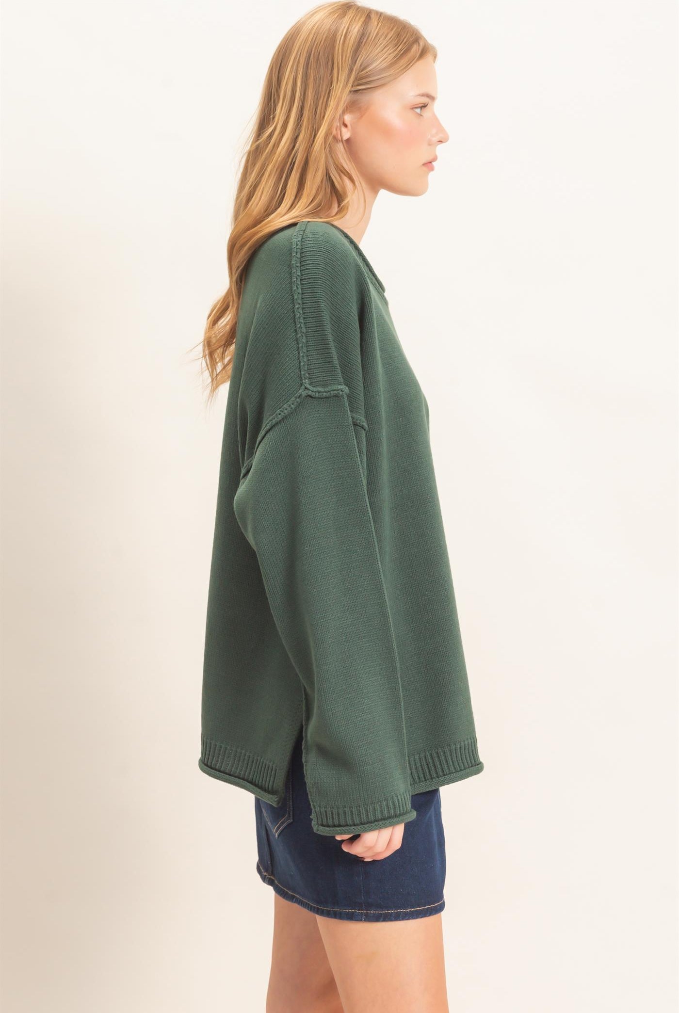 Wholesale Ribbed Crew Neck Sweater Sweaters HF26E769 HUNTER GREEN HYFVE