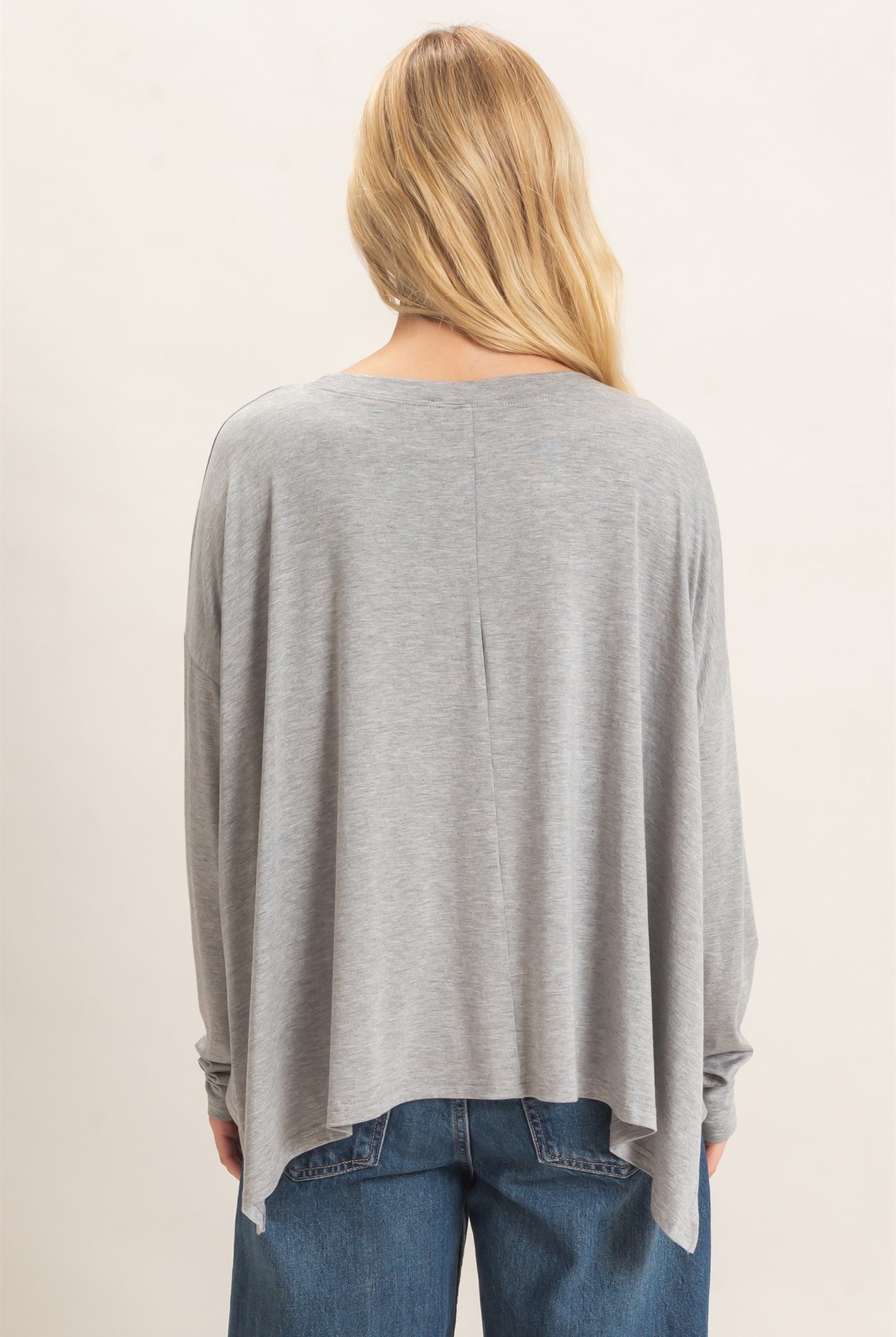 Wholesale Boat Neck Boxy Top Clothing Tops HF26F298 H.GRAY HYFVE