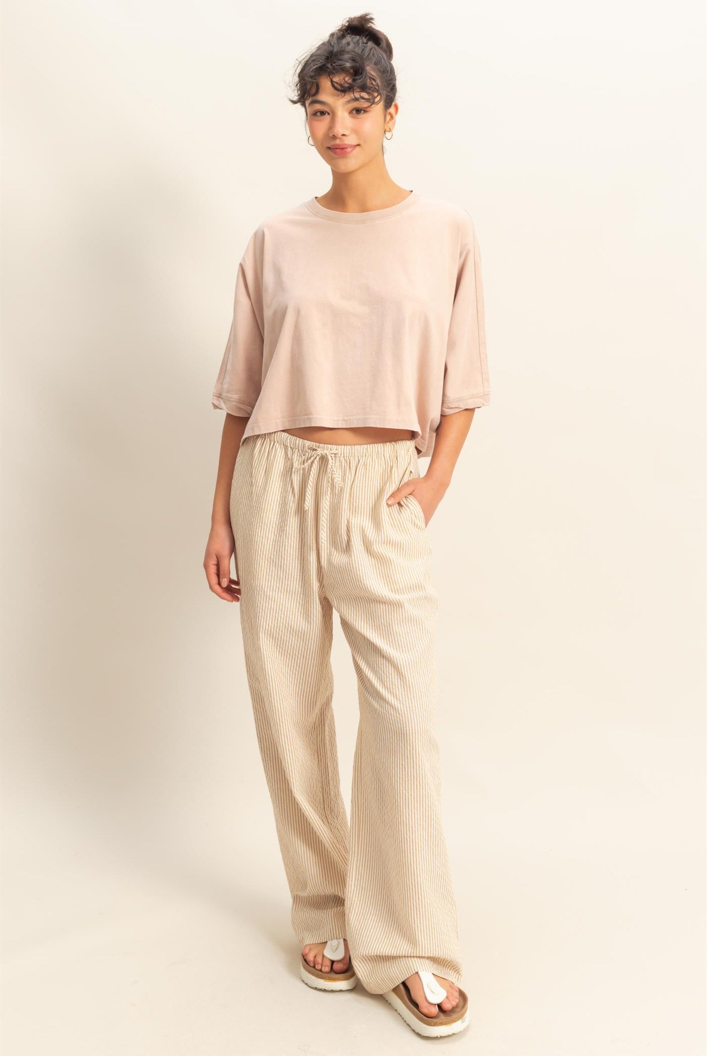 Wholesale Flowy Bat Wing Sleeves Knit Top Clothing Tops DZ25A797 TAUPE DOUBLE ZERO