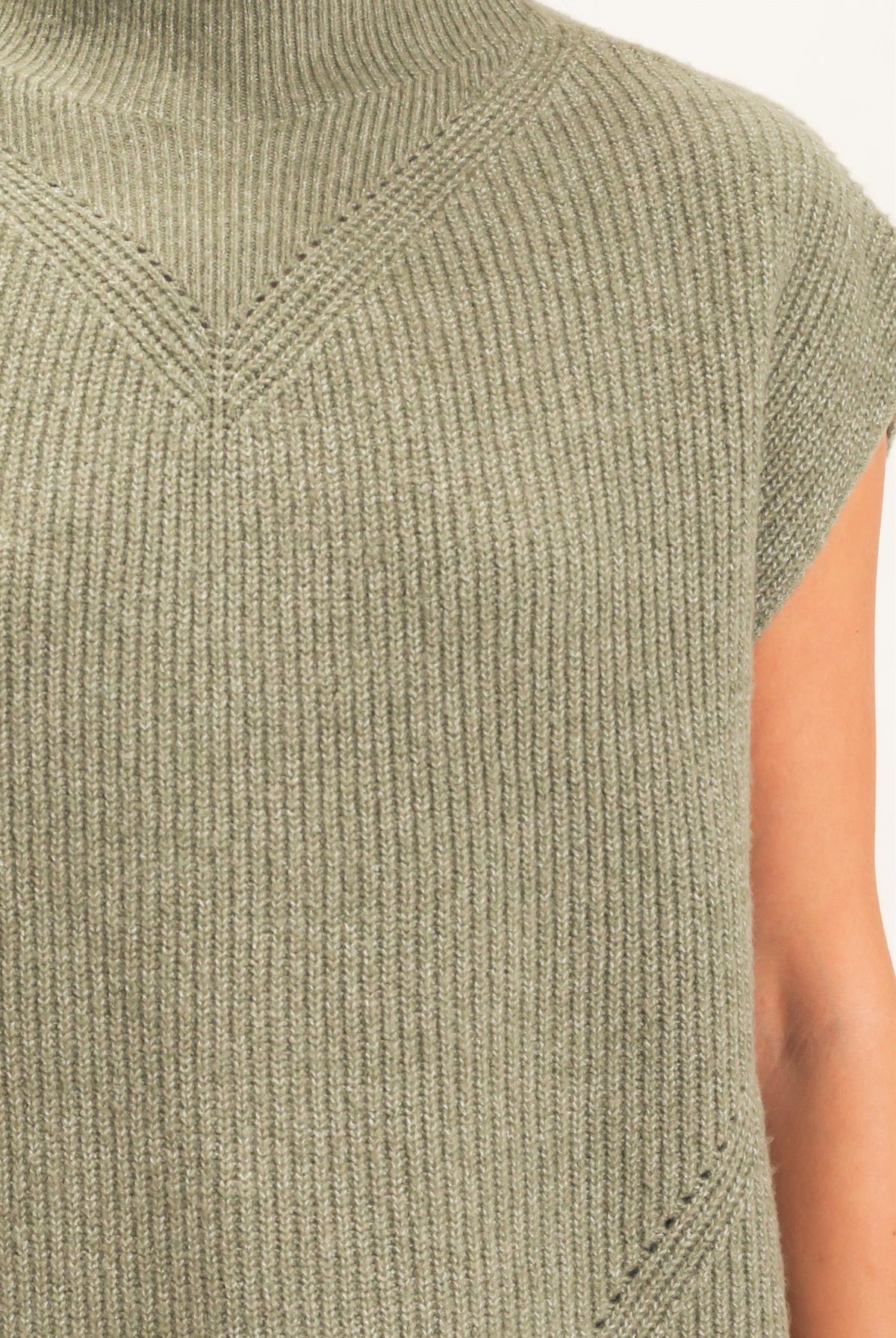 Wholesale Sleeveless High Neck Sweater Sweaters DZ26E295 OLIVE DOUBLE ZERO
