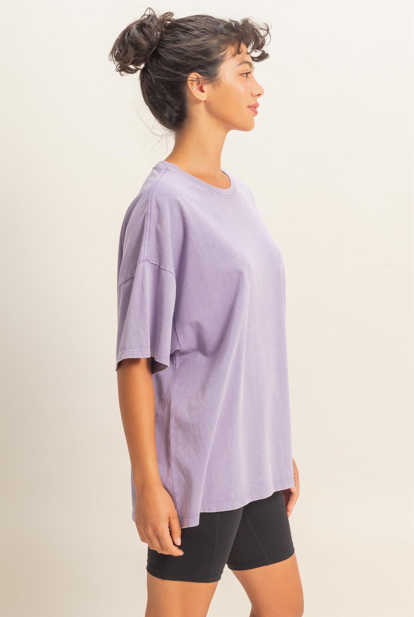 Wholesale Oversized Mineral Wash T-Shirt T-Shirts DZ26A031 DUSTY PURPLE DOUBLE ZERO