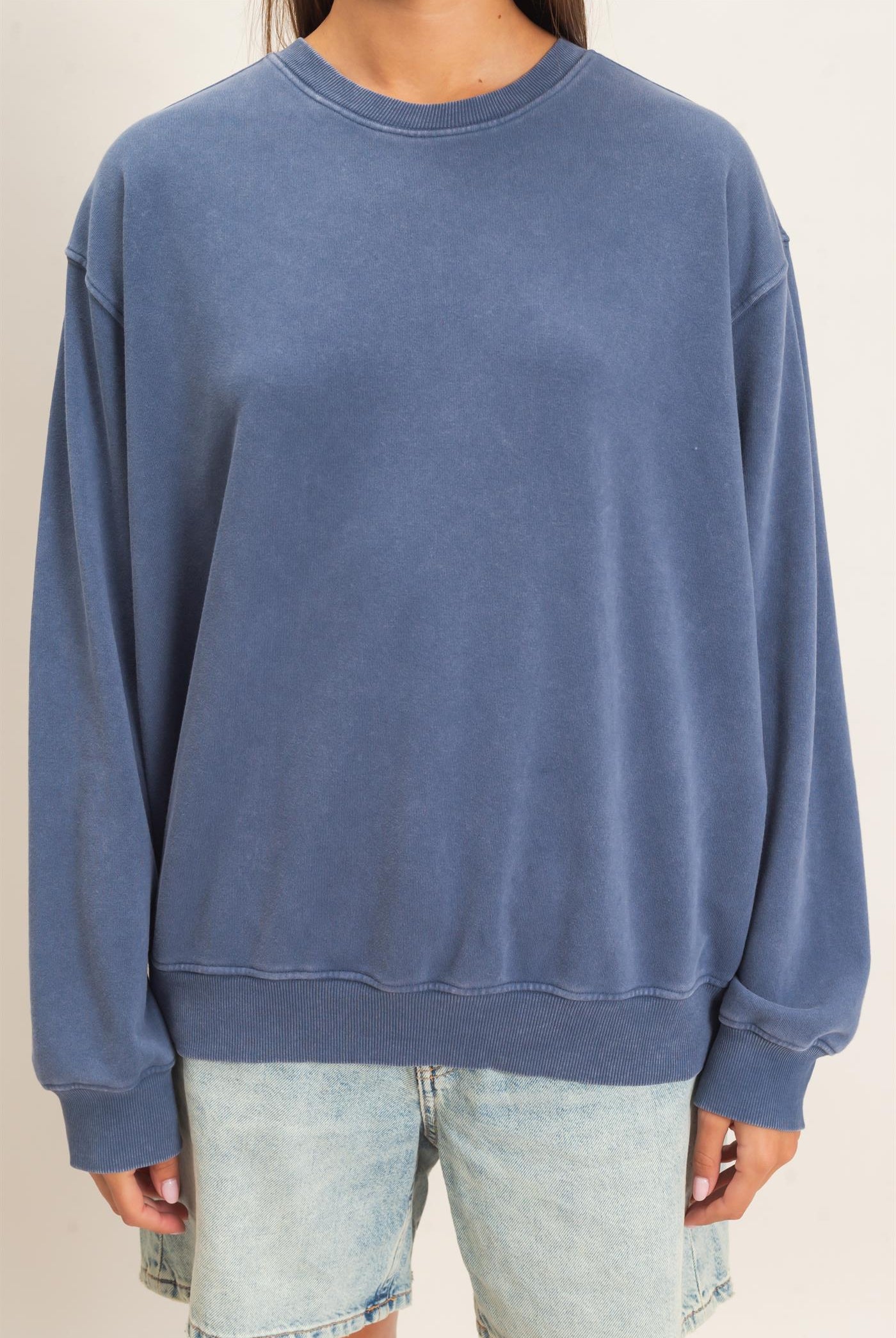 Wholesale Mineral Wash Crew Neck Sweatshirt Sweatshirts DZ26E990 NAVY DOUBLE ZERO