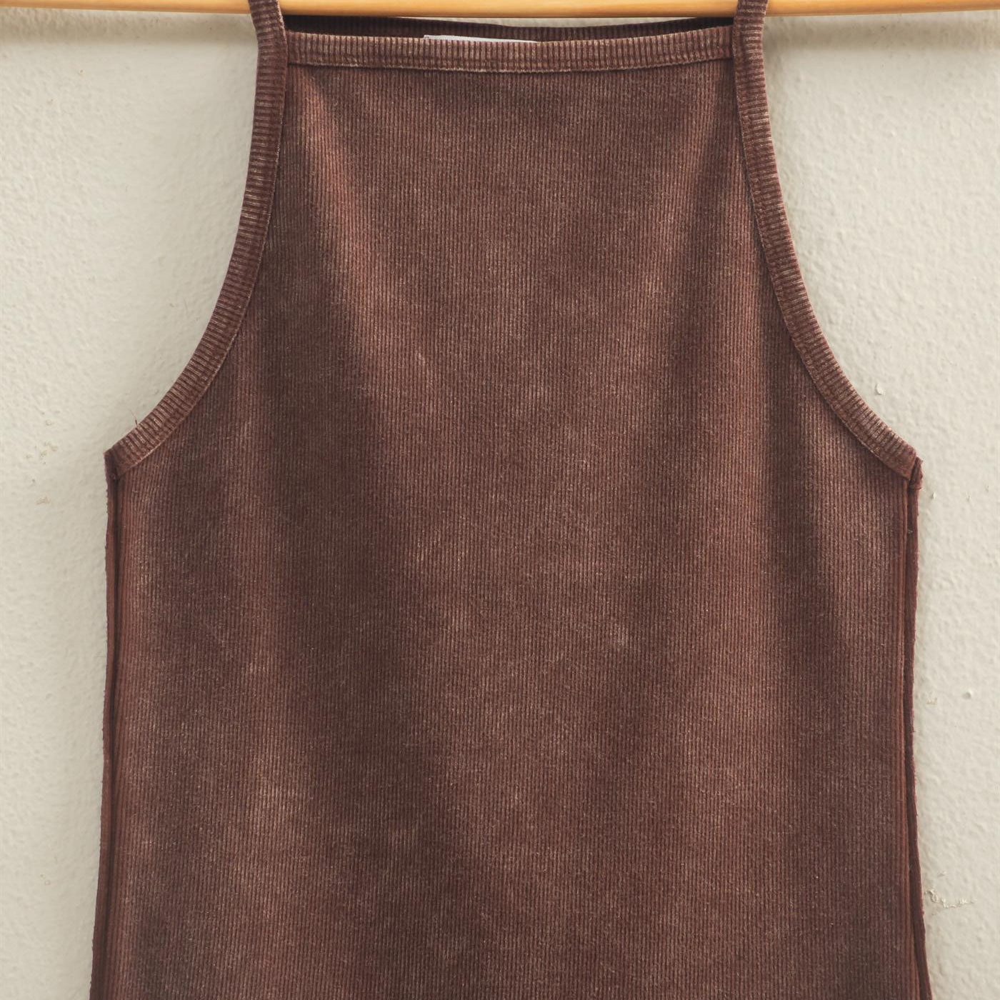 Wholesale Square Neck Acid Wash Tank Top Tank Tops DZ26C105 CHOCOLATE DOUBLE ZERO