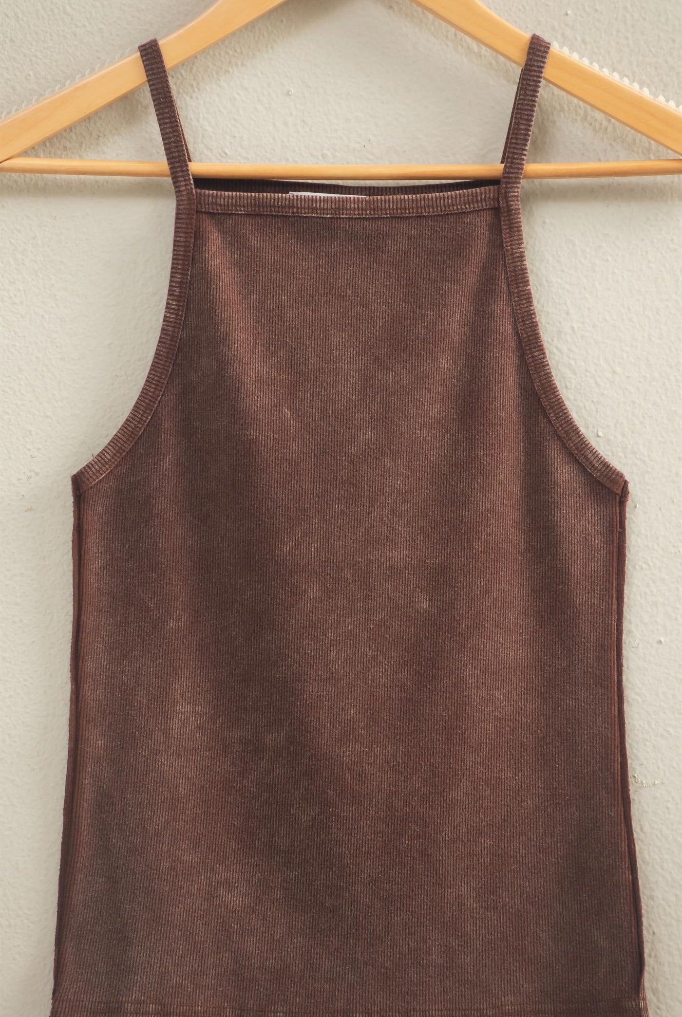 Wholesale Square Neck Acid Wash Tank Top Tank Tops DZ26C105 CHOCOLATE DOUBLE ZERO