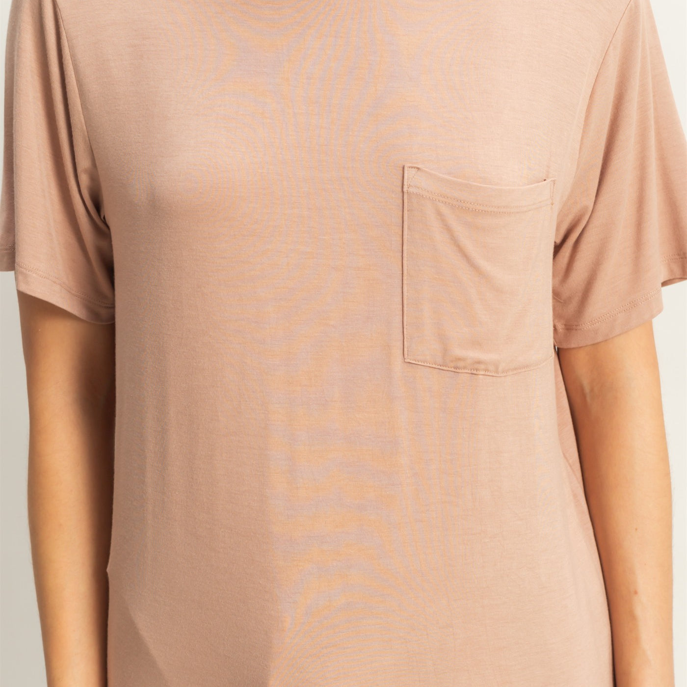 Wholesale Basic Oversized Pocket Tee Clothing Tops DZ25E309 DARK TAUPE DOUBLE ZERO