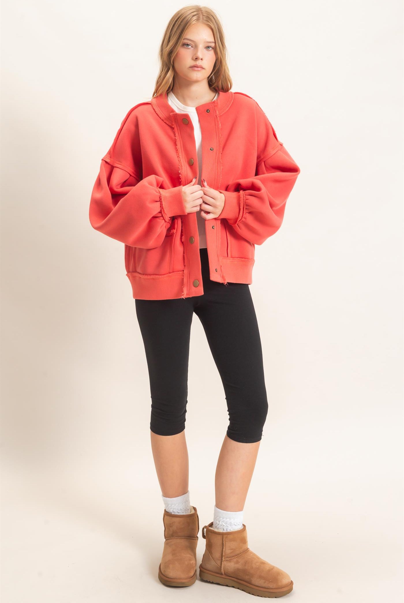 Wholesale Snap Front Jacket Coats & Jackets HF26E003 TOMATO HYFVE