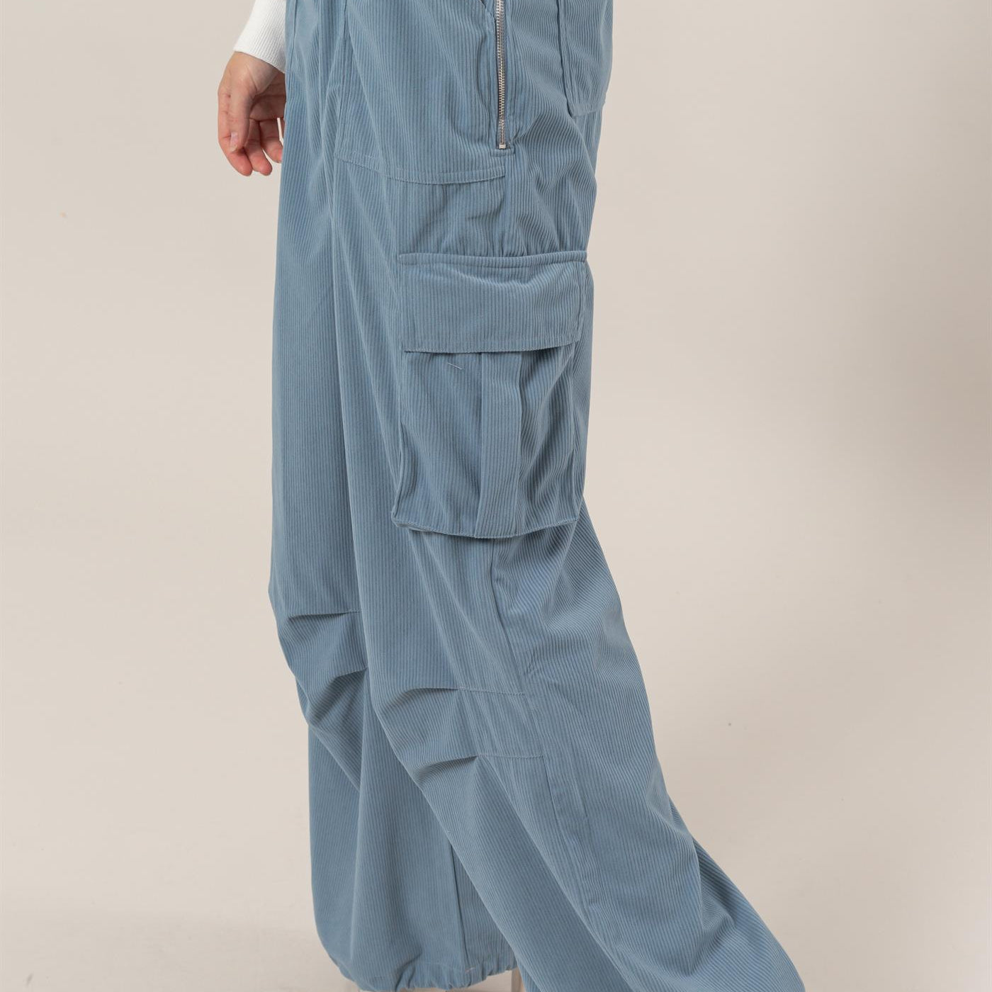 Wholesale Corduroy Cargo Overalls Clothing HF24F288 BLUE HYFVE