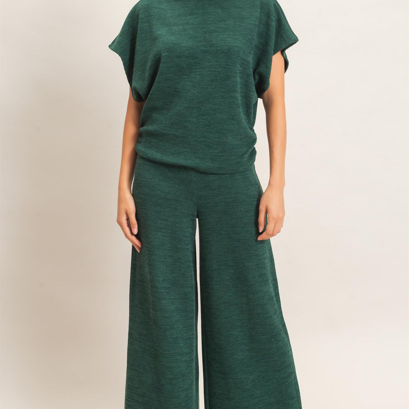 Wholesale Dolman Sleeve Top And Pant Set Clothing HF26F225-SET-D D.GREEN HYFVE