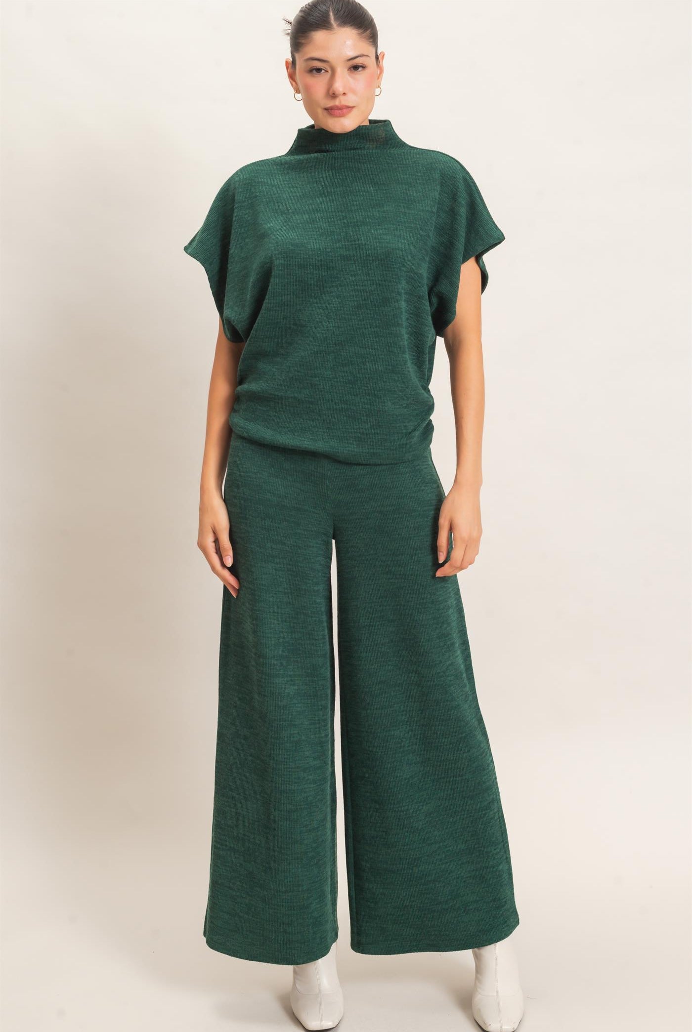 Wholesale Dolman Sleeve Top And Pant Set Clothing HF26F225-SET-D D.GREEN HYFVE