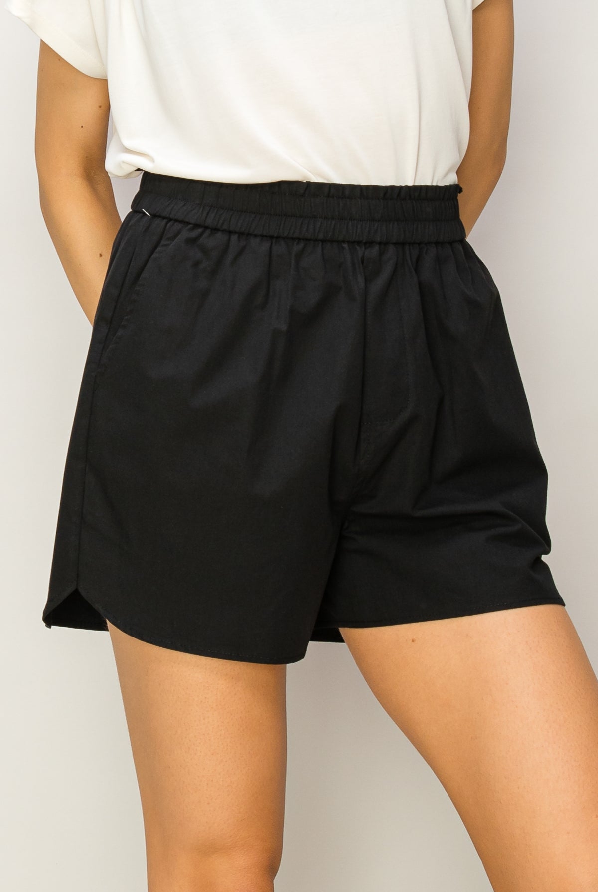 Wholesale Poplin High Waist Shorts Shorts DZ24A298 BLACK DOUBLE ZERO