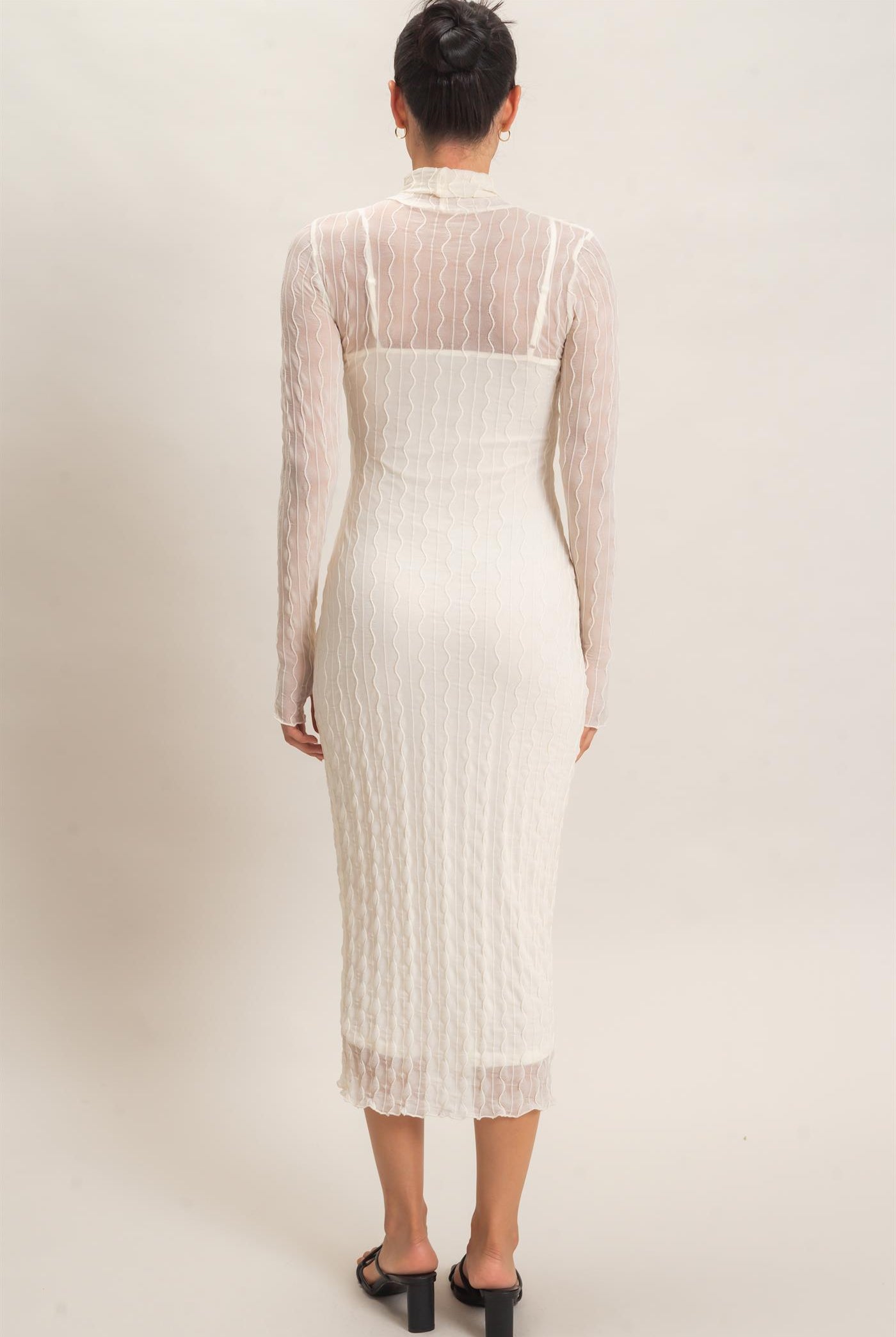 Wholesale Mesh Knit Maxi Dress Dresses HF26C890 CREAM HYFVE