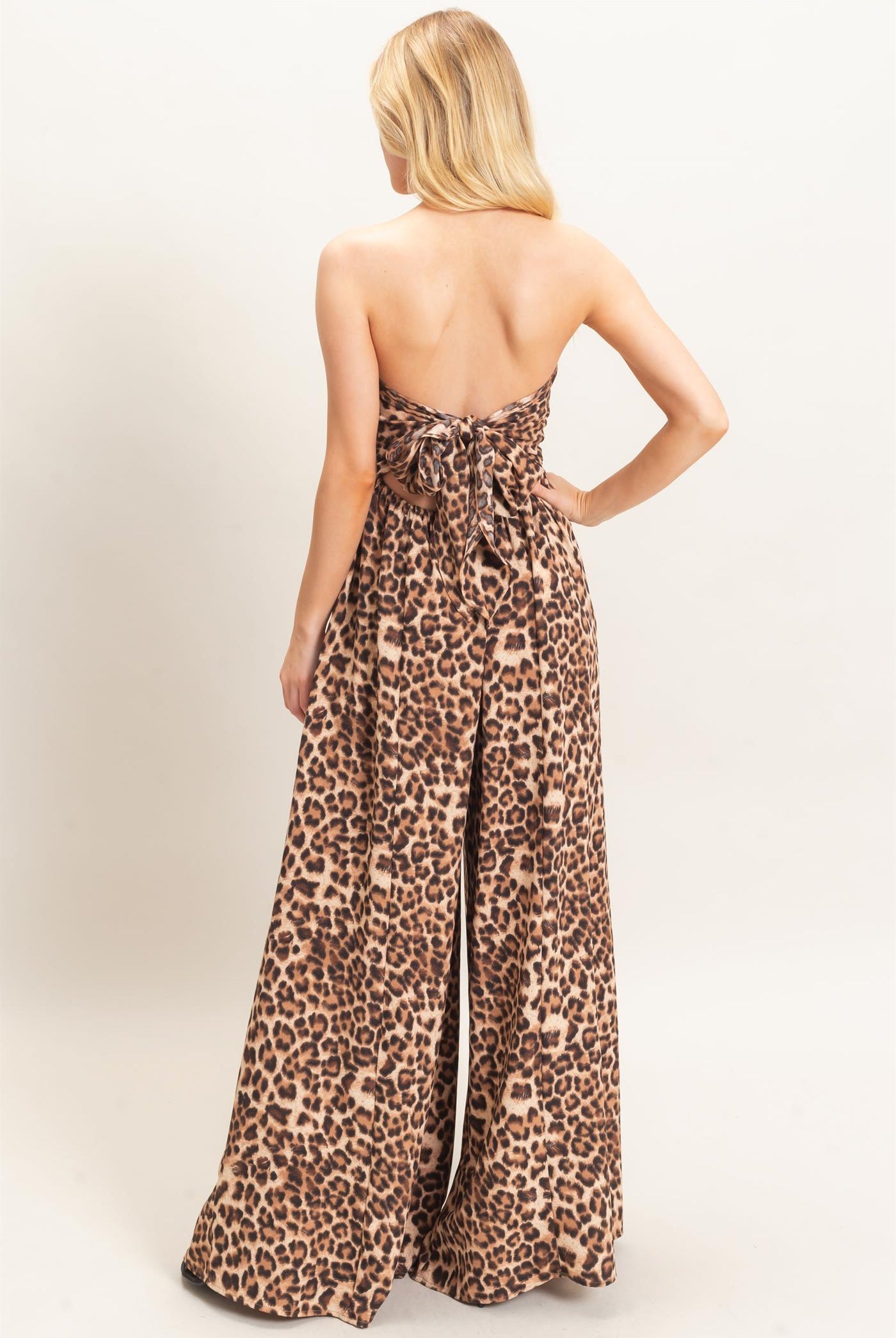 Wholesale Leopard Print Strapless Jumpsuit Clothing HF26F208 BROWN HYFVE