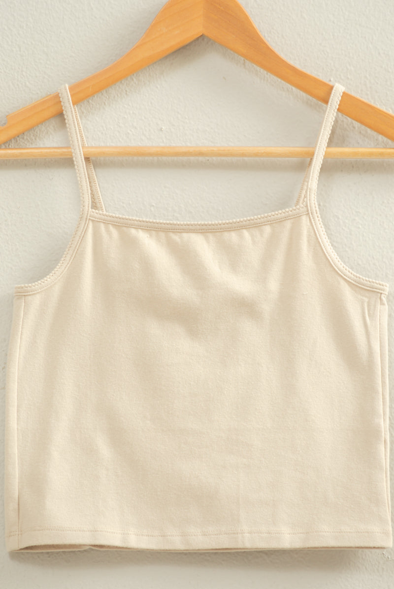 Wholesale Basic Cami Crop Top Clothing Tops DZ22C574 KHAKI HYFVE